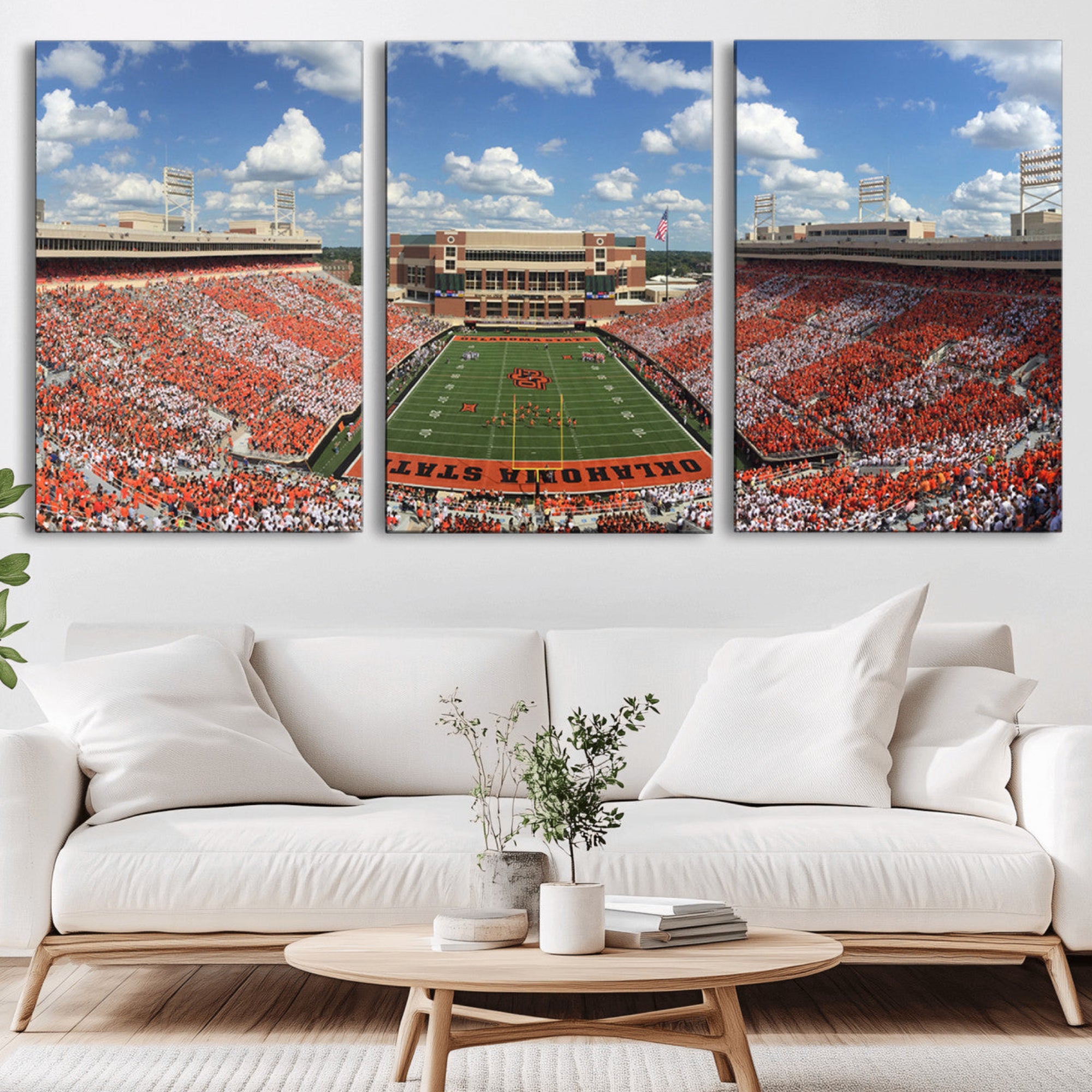65192-MGV-CV-36X24-Oklahoma State Cowboys Football Team Print - Stillwater Boone Pickens Stadium Wall Art Canvas Print