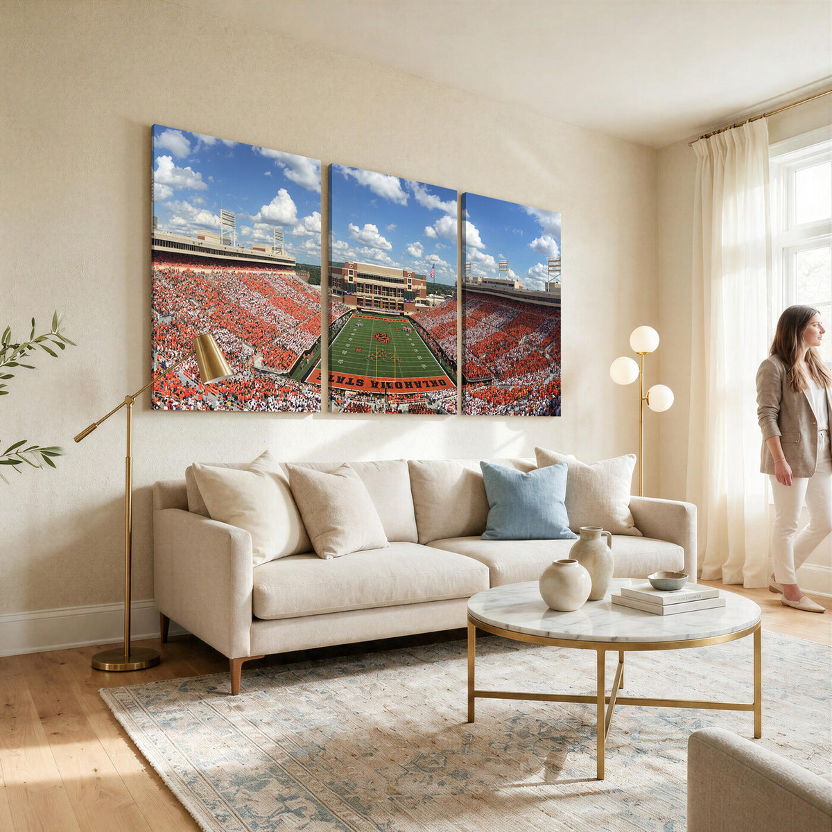 65192-MGV-CV-36X24 - Oklahoma State Cowboys Football Team Print - Stillwater Boone Pickens Stadium Wall Art Canvas Print