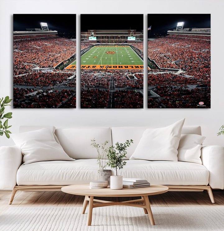 Oklahoma State Cowboys Canvas Print, Football Team Print - Stillwater Boone Pickens Stadium Wall Art Canvas Print