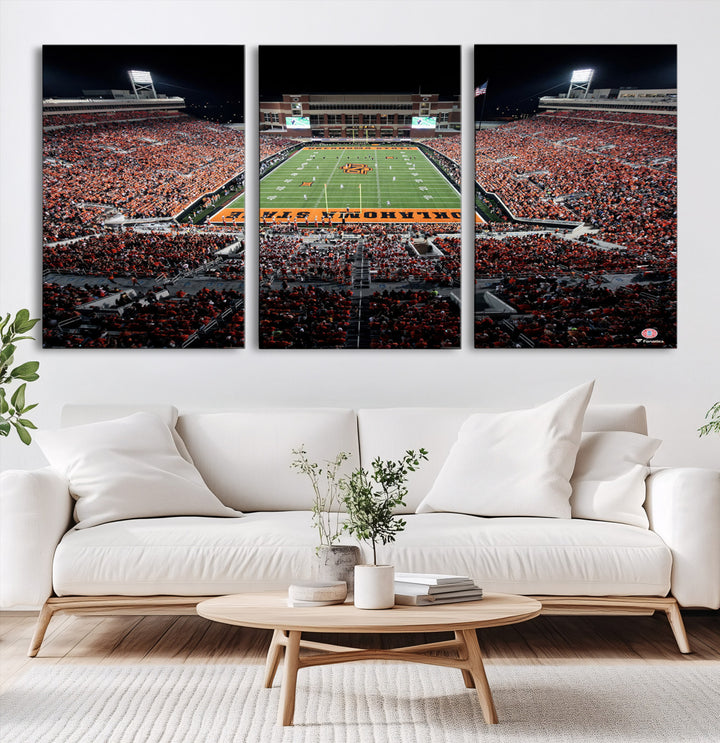 Oklahoma State Cowboys Football Team Print - Stillwater Boone Pickens Stadium Wall Art Canvas Print