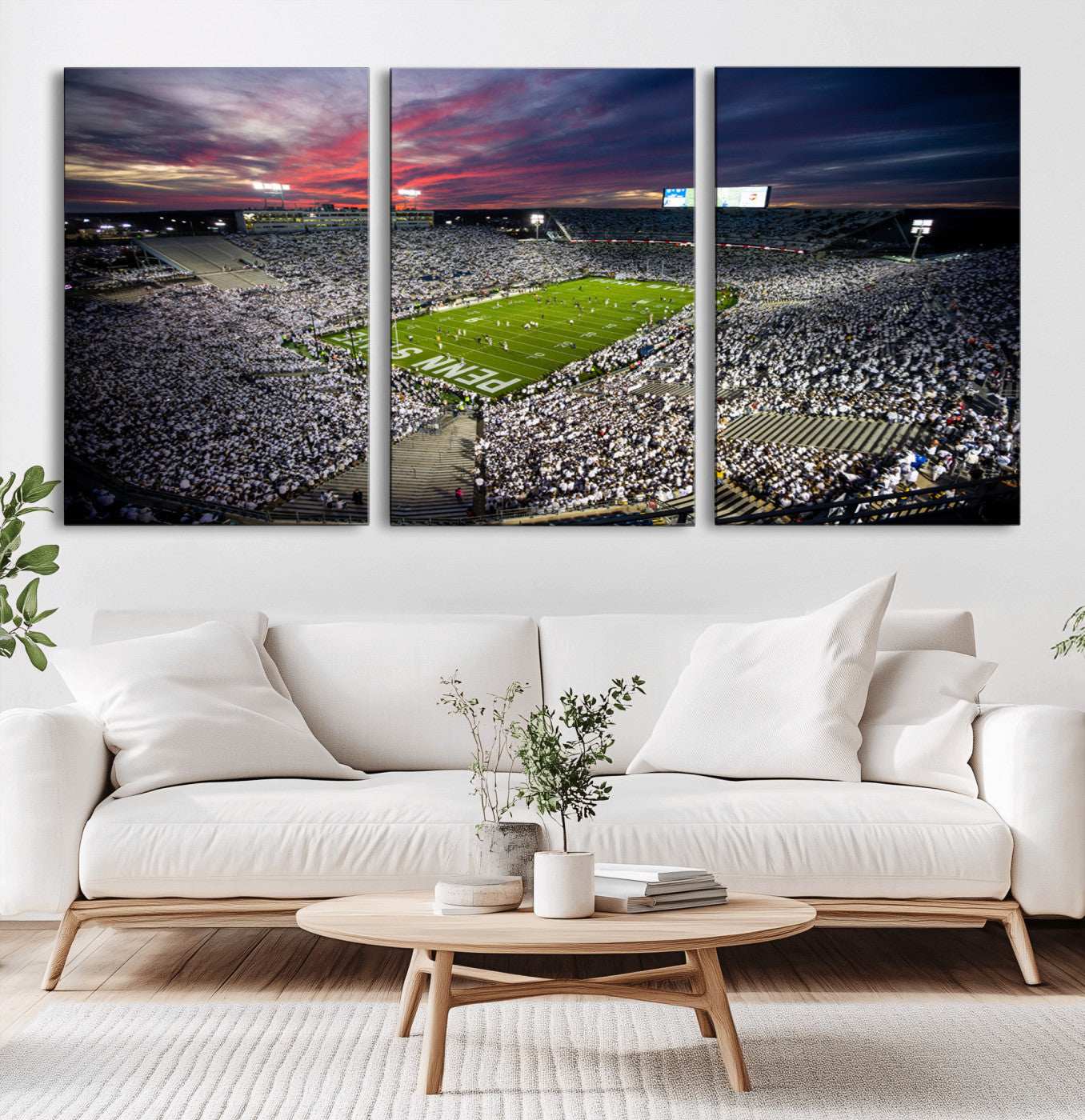 MGV-CV-60X30-3P - Penn State Nittany Lions Football Team Print - University Park Beaver Stadium Art Canvas Print