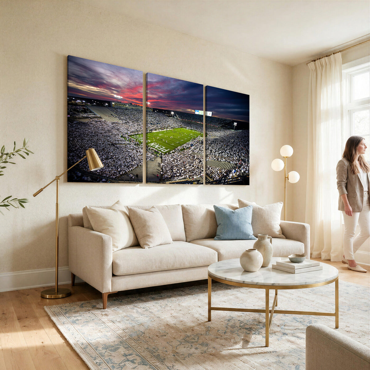 37304-MGV-CV-36X24 - Penn State Nittany Lions Football Team Print - University Park Beaver Stadium Art Canvas Print