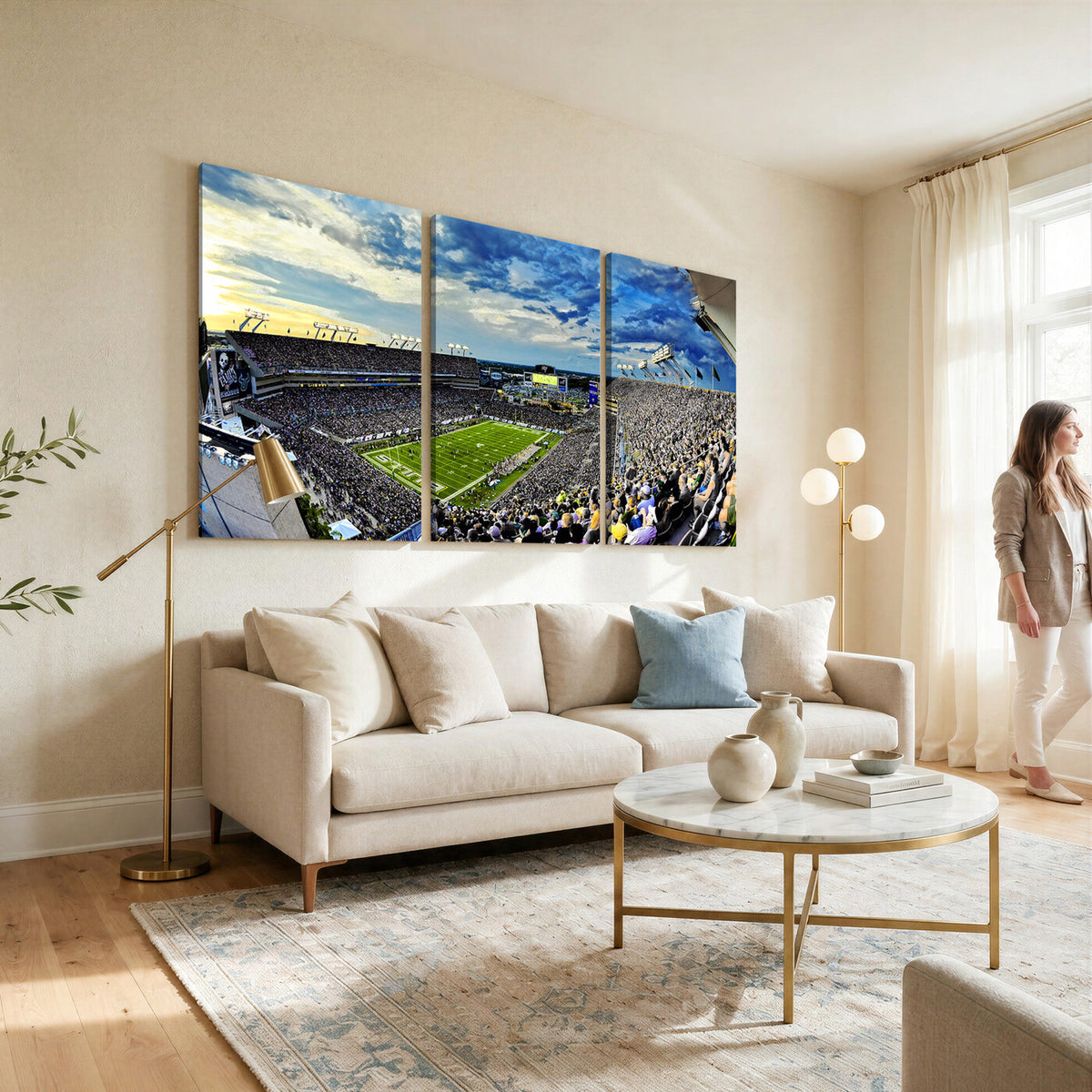 23788-MGV-CV-36X24 - Framed USF Bulls Football Team Print - Tampa Raymond James Stadium Wall Art Canvas Print