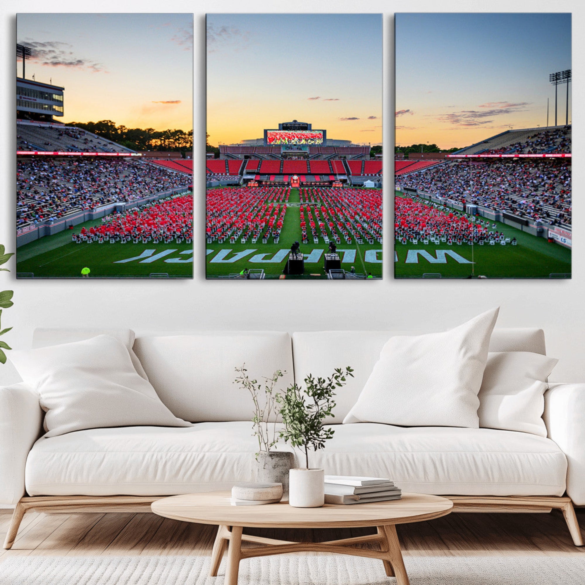 35266-MGV-CV-36X24-NC State Wolfpack Football Team Print Wall Art - Raleigh Carter-Finley Stadium Wall Art Canvas Print