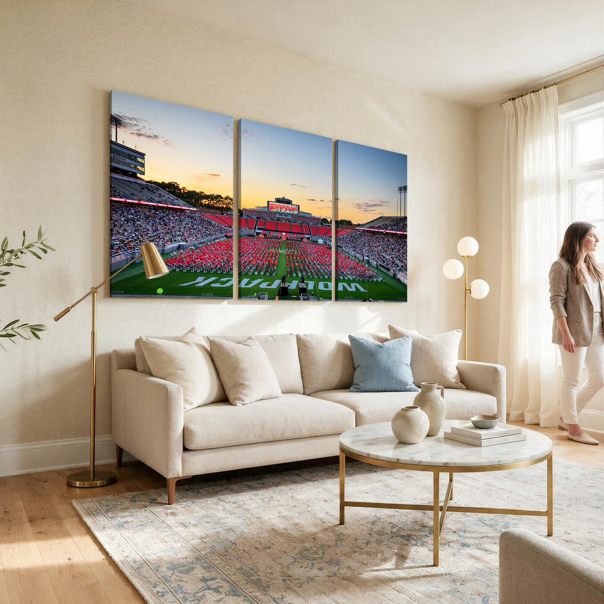 35266-MGV-CV-36X24 - NC State Wolfpack Football Team Print Wall Art - Raleigh Carter-Finley Stadium Wall Art Canvas Print