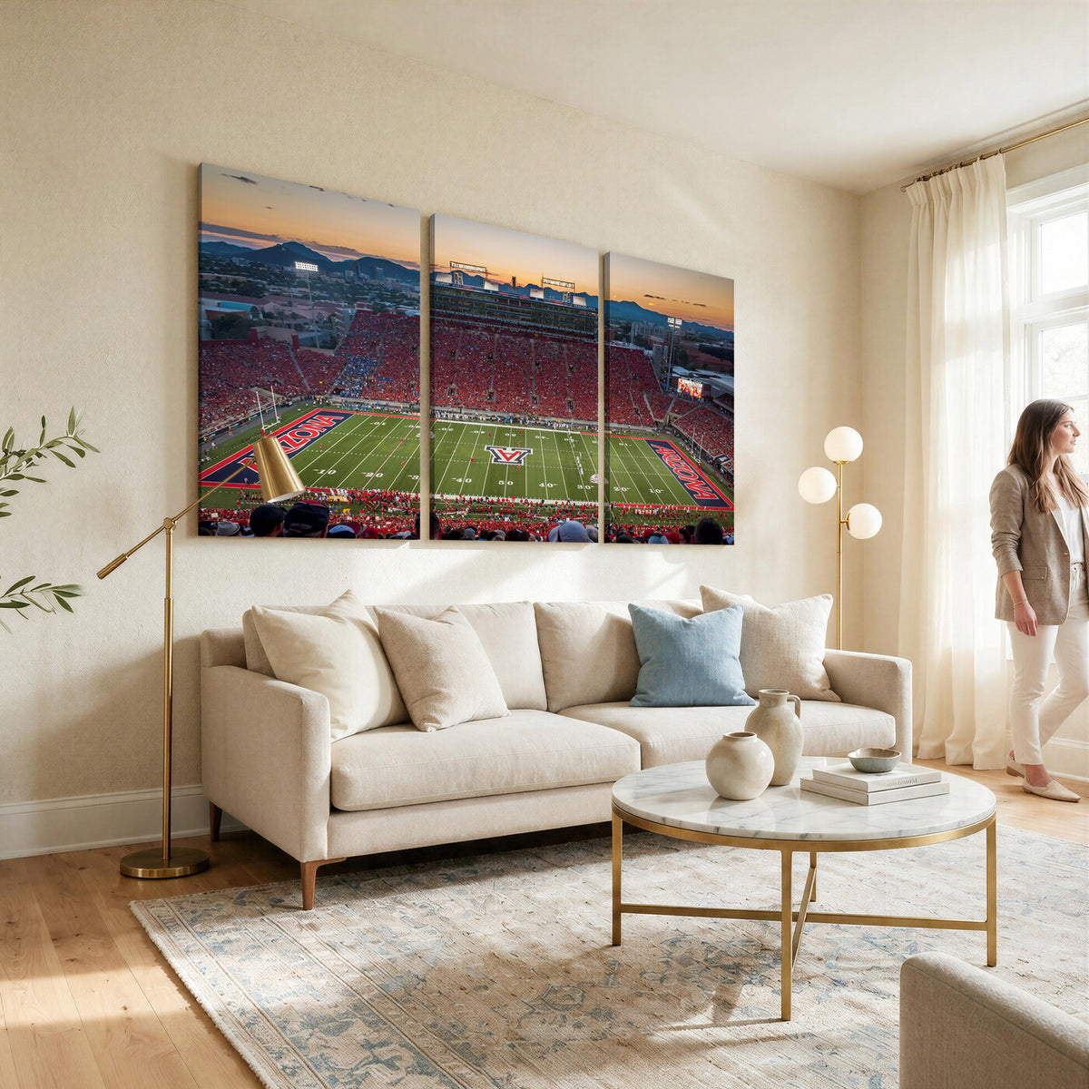 45563-MGV-CV-36X24 - Arizona Wildcats Football Team Print - Tucson Arizona Stadium Wall Art Canvas Print