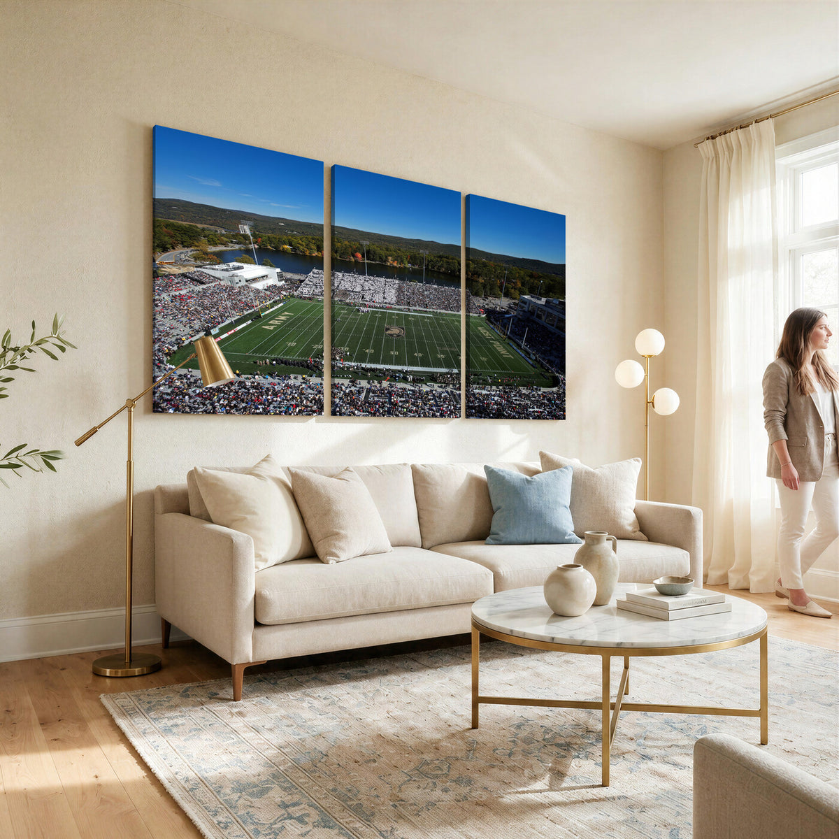 52056-MGV-CV-36X24 - Army Black Knights Football Team Print - West Point Michie Stadium Wall Art Canvas Print