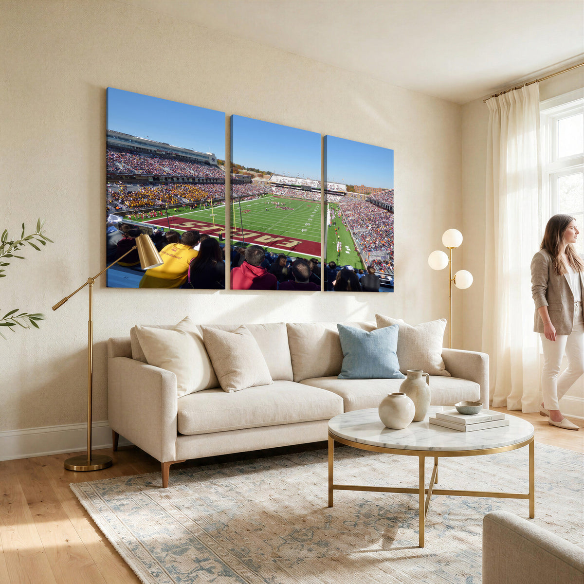 78117-MGV-CV-36X24 - Boston College Eagles Football Team Print - Boston Alumni Stadium Wall Art Canvas Print
