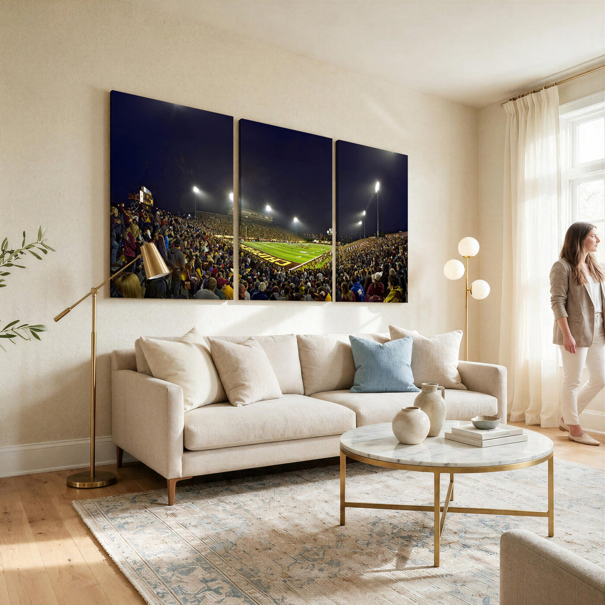 45619-MGV-CV-36X24 - Central Michigan University Chippewas Canvas Wall Art, Football Team Print - Mount Pleasant