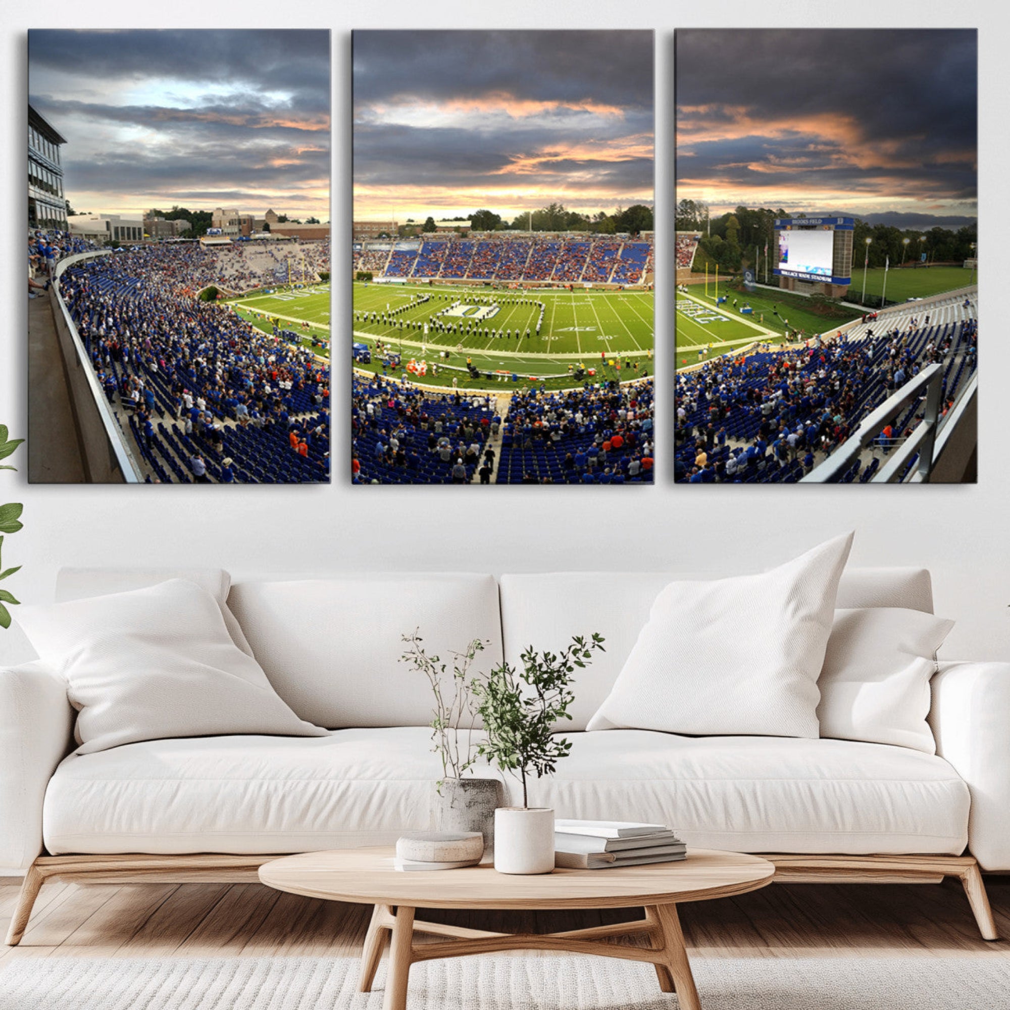 60433-MGV-CV-36X24-Duke University Blue Devils Football Team Print - Durham Wallace Wade Stadium Wall Art Canvas Print