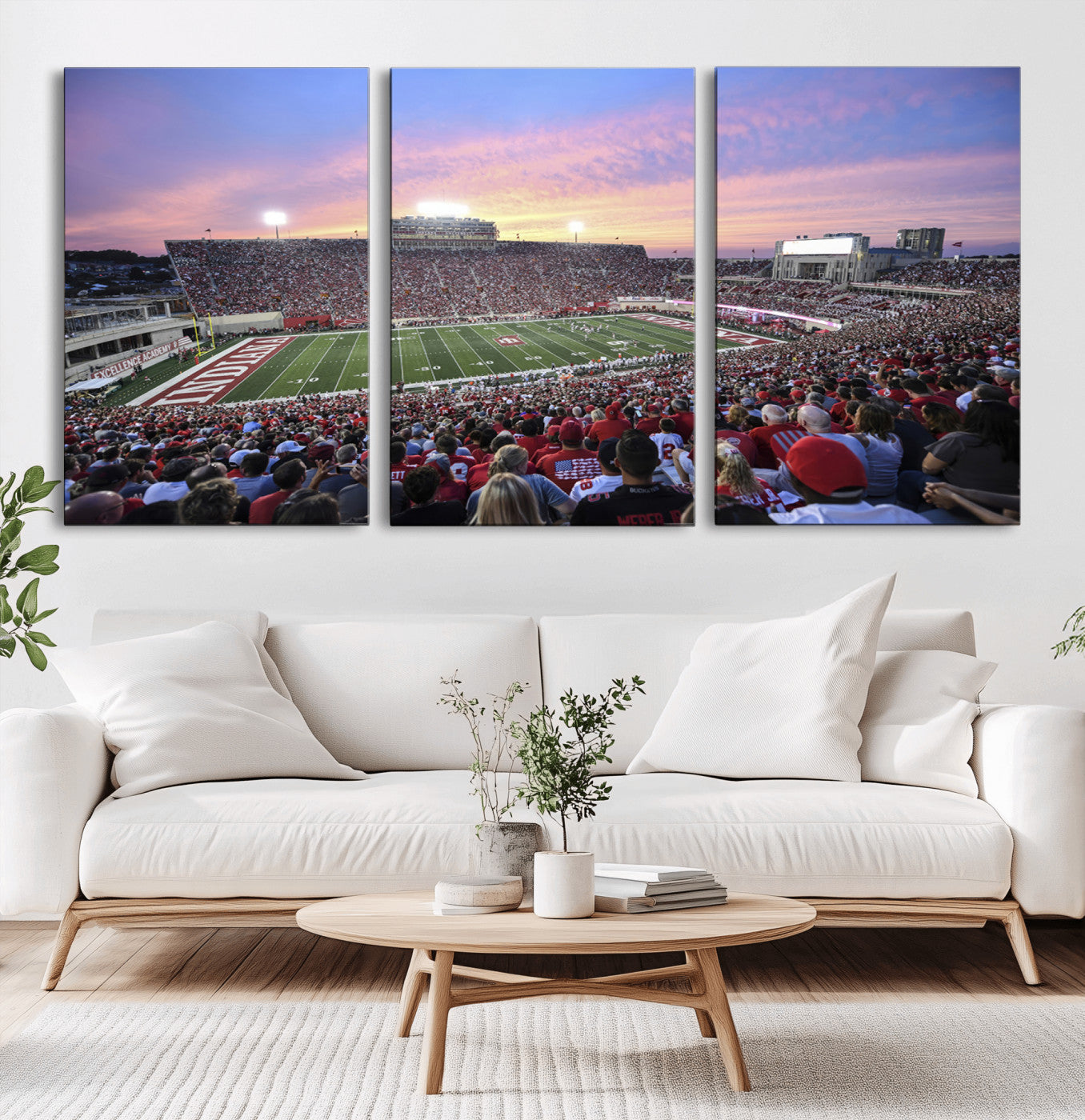 13046-MGV-CV-60X30-3P-Indiana University Hoosiers Football Team Print - Bloomington Memorial Stadium Wall Art Canvas Print