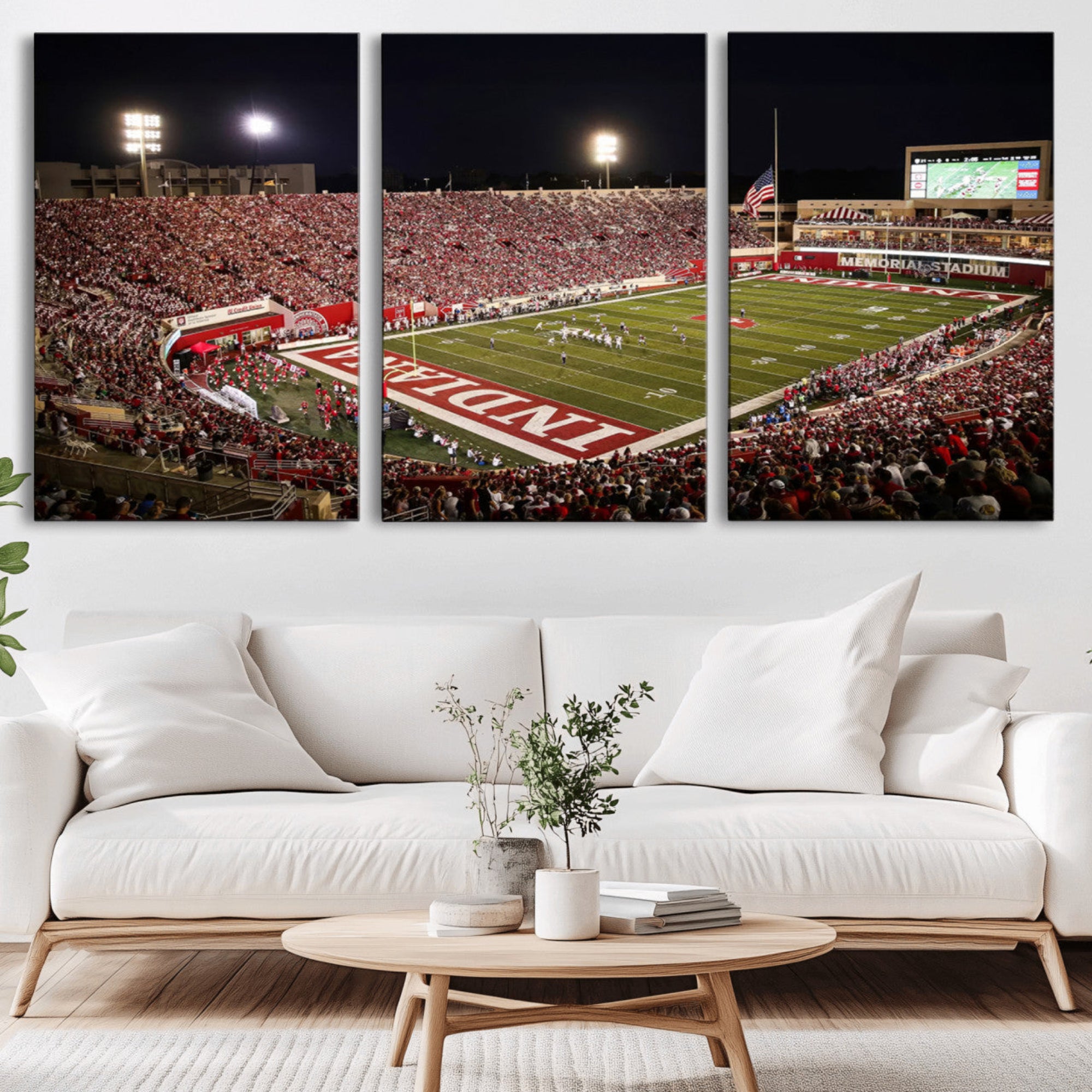 82748-MGV-CV-36X24-Indiana University Hoosiers Football Team Print Canvas - Bloomington Memorial Stadium Wall Art