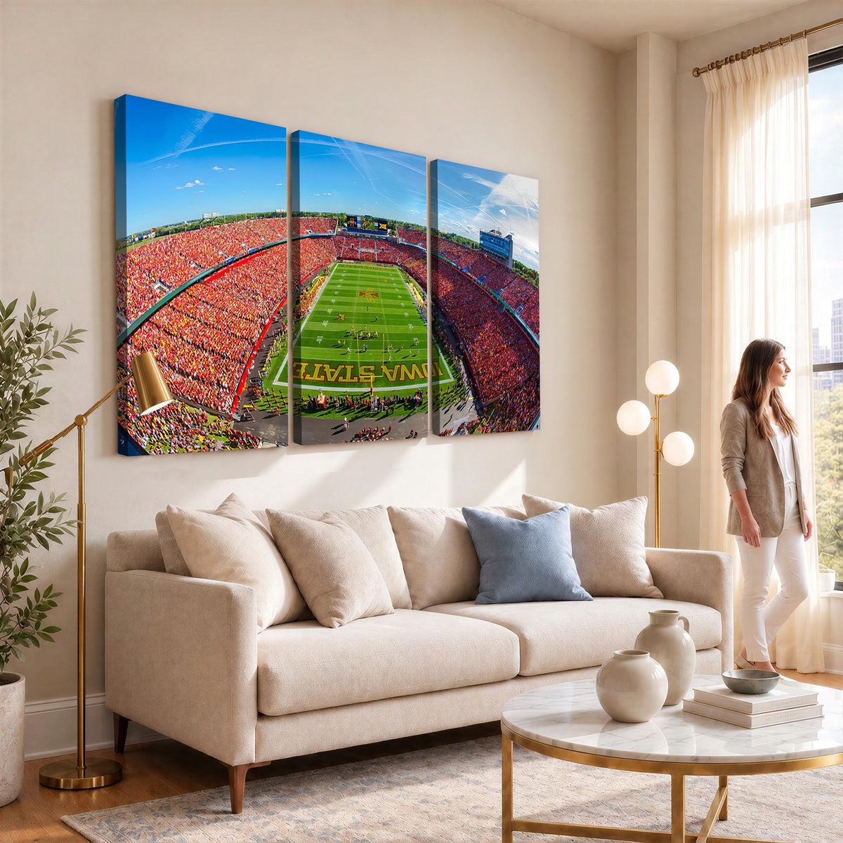 36706-MGV-CV-24X16 - Iowa State University Cyclones Football Team Print, Ames, Framed and Ready to Hang