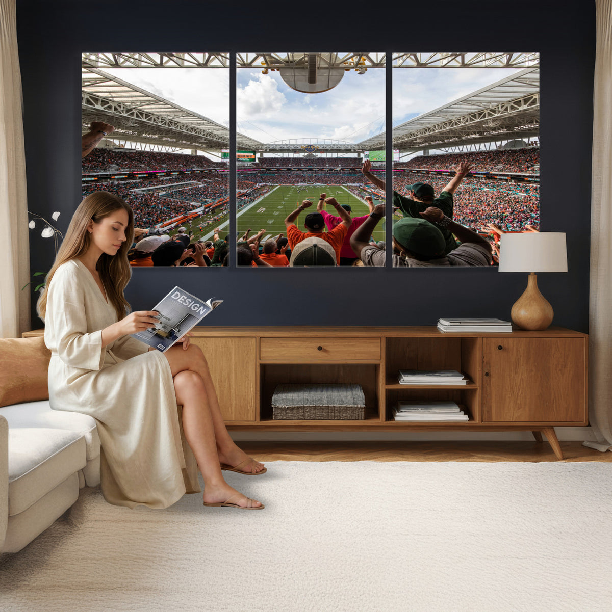 66239-PAN-FL-20X10 - Miami Hurricanes Football Team Wall Art Print - Miami Hard Rock Stadium Wall Art Canvas Print