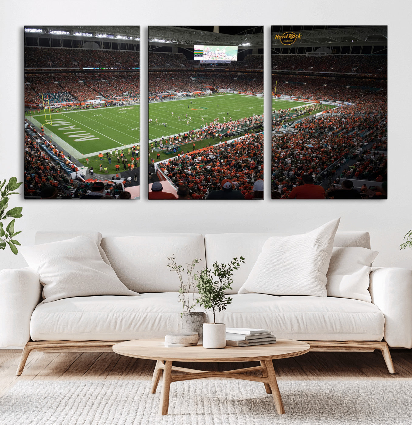 MGV-CV-60X30-3P - Miami Hurricanes Football Team Print Canvas- Miami Hard Rock Stadium Wall Art Canvas Print