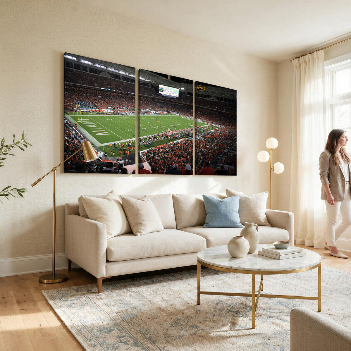 33698-MGV-CV-36X24 - Miami Hurricanes Football Team Print Canvas, Miami Hard Rock Stadium