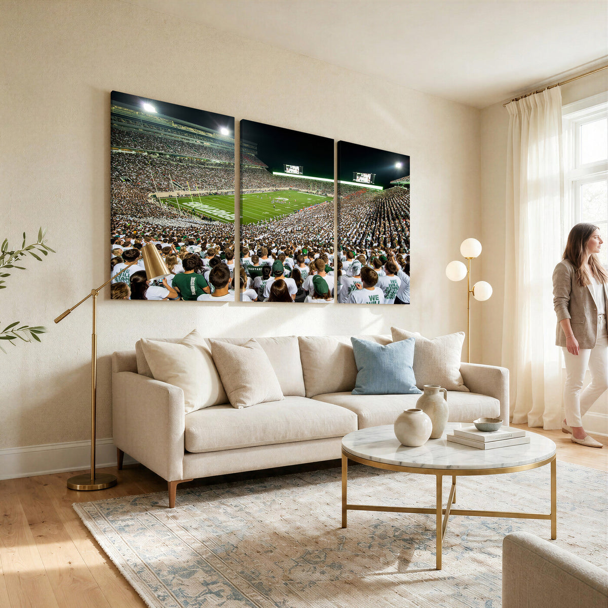 30457-MGV-CV-36X24 - Michigan State Spartans Football Canvas Print, East Lansing