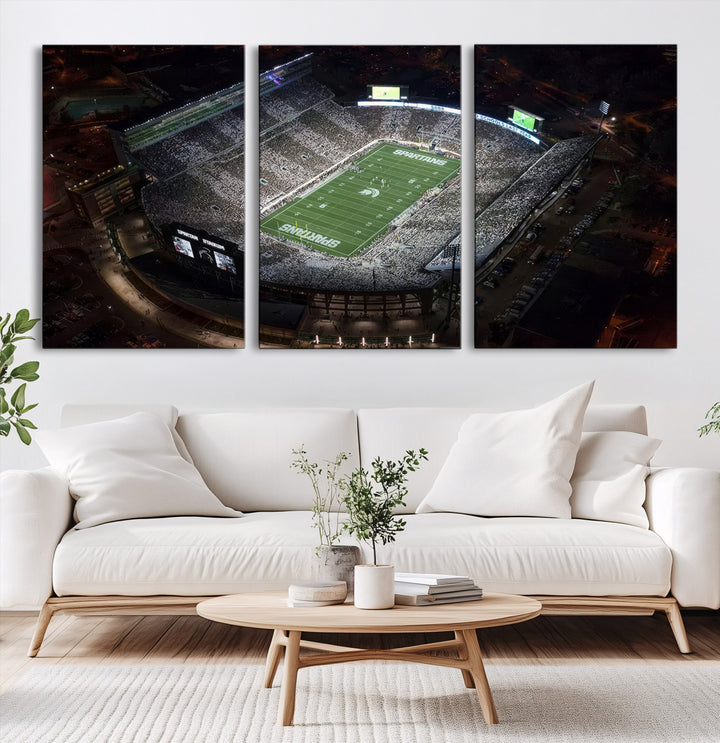 Michigan State Spartans Football Team Print - East Lansing Spartan Stadium Print Wall Art