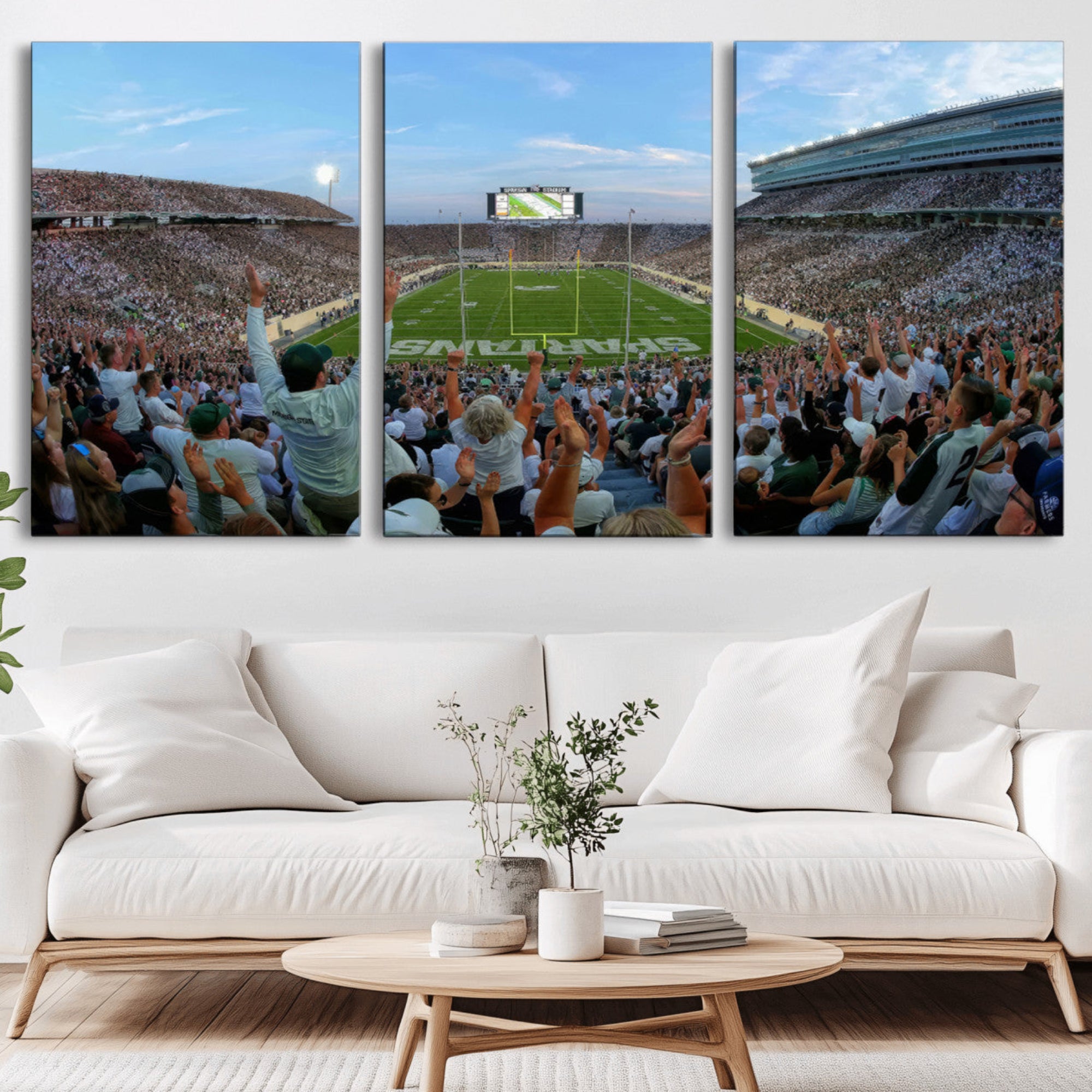 73105-MGV-CV-36X24-Michigan State Spartans Football Team Art Print - East Lansing Spartan Stadium Wall Art Canvas Print