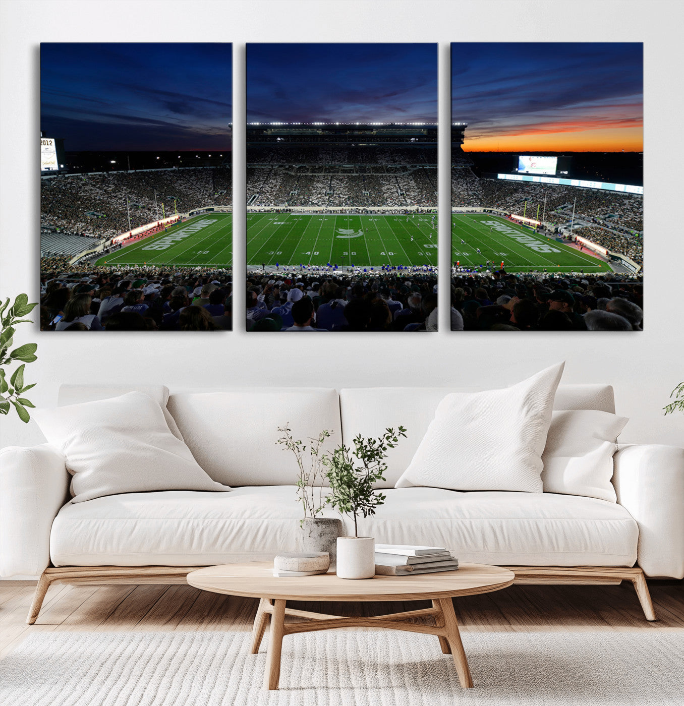 MGV-CV-60X30-3P - Michigan State Spartans Football Team Print - East Lansing Spartan Stadium Canvas Print