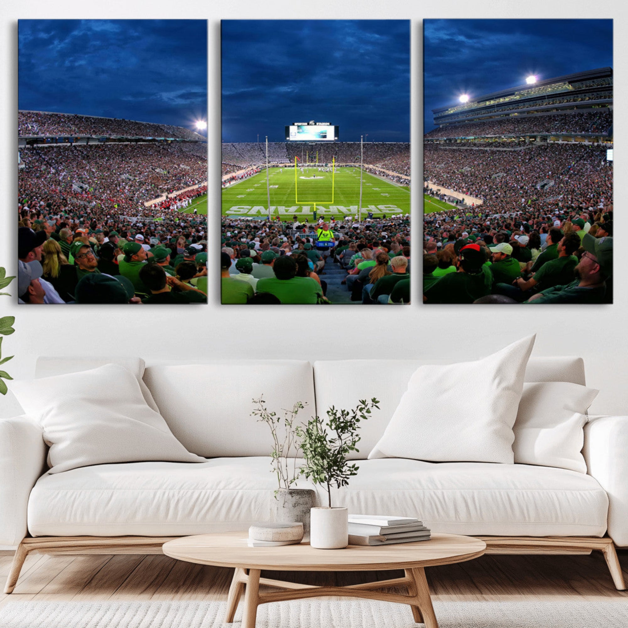 35248-MGV-CV-36X24-Michigan State Spartans Football Team Print - East Lansing Spartan Stadium Wall Art Canvas Print