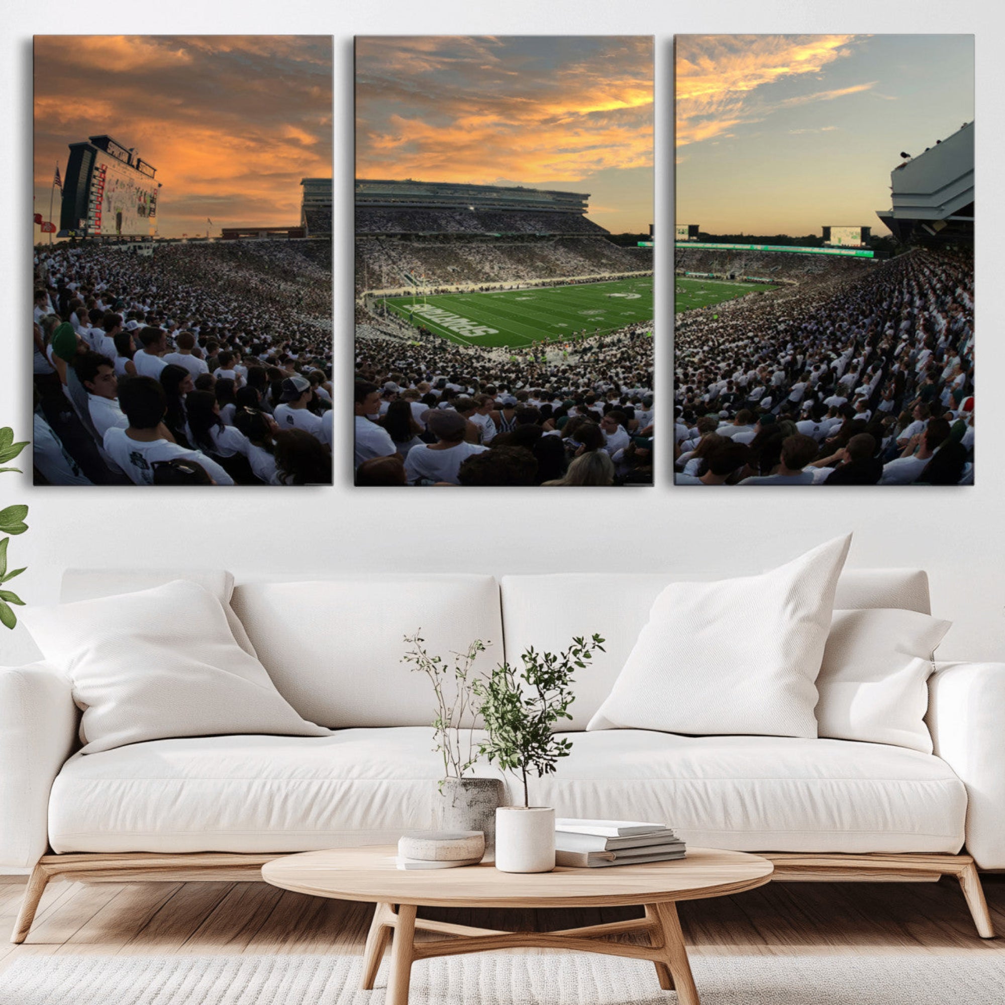99155-MGV-CV-36X24-Michigan State Spartans Football Team Print - East Lansing Spartan Stadium Wall Art Canvas Print