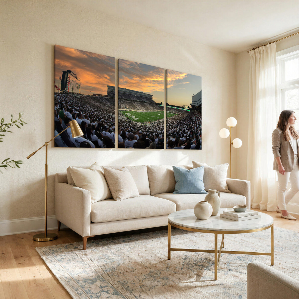 99155-MGV-CV-36X24 - Michigan State Spartans Football Team Print, East Lansing, Framed and Ready to Hang