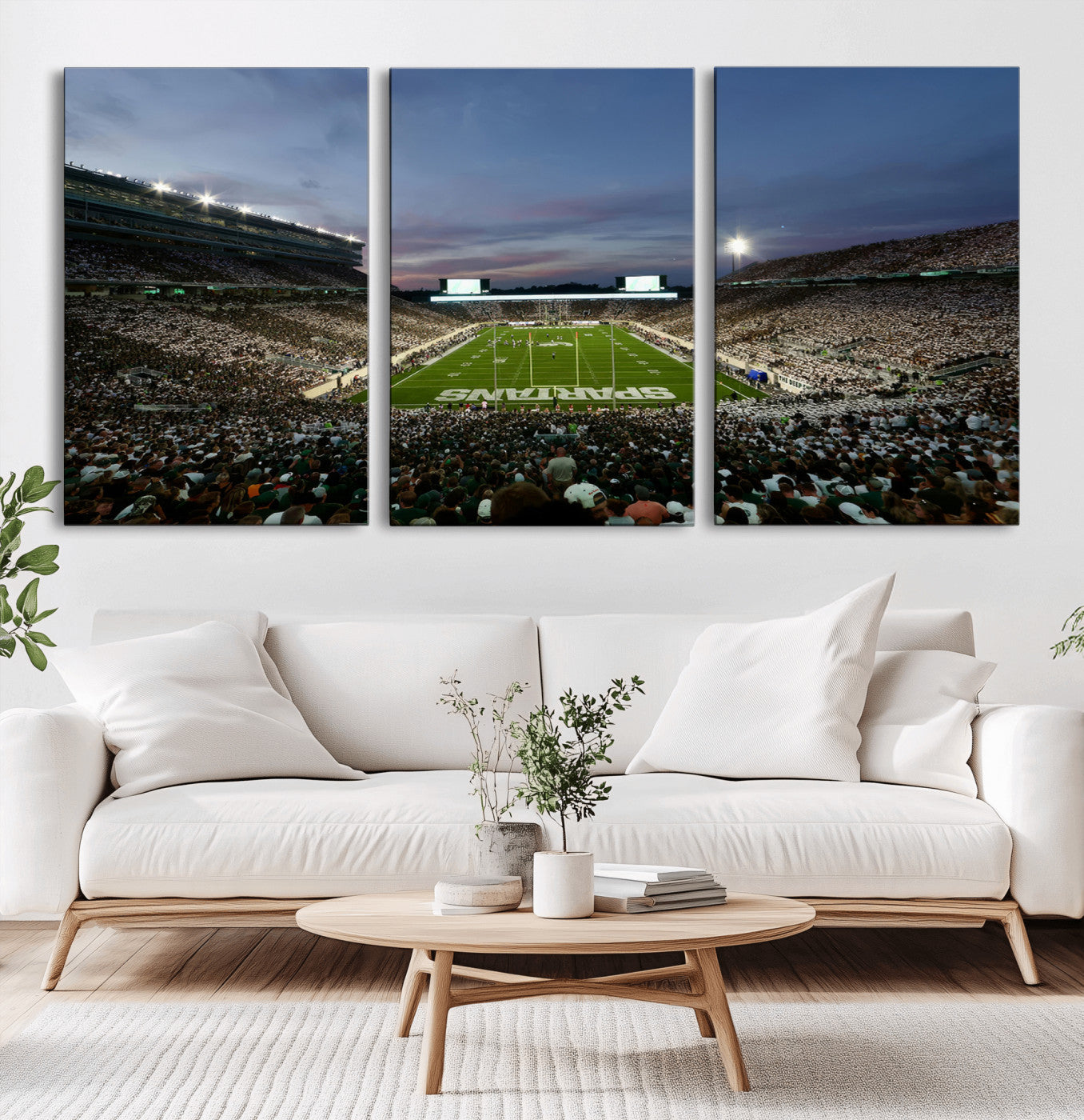 MGV-CV-60X30-3P - Michigan State Spartans Football Team Print - East Lansing Spartan Stadium Canvas Print