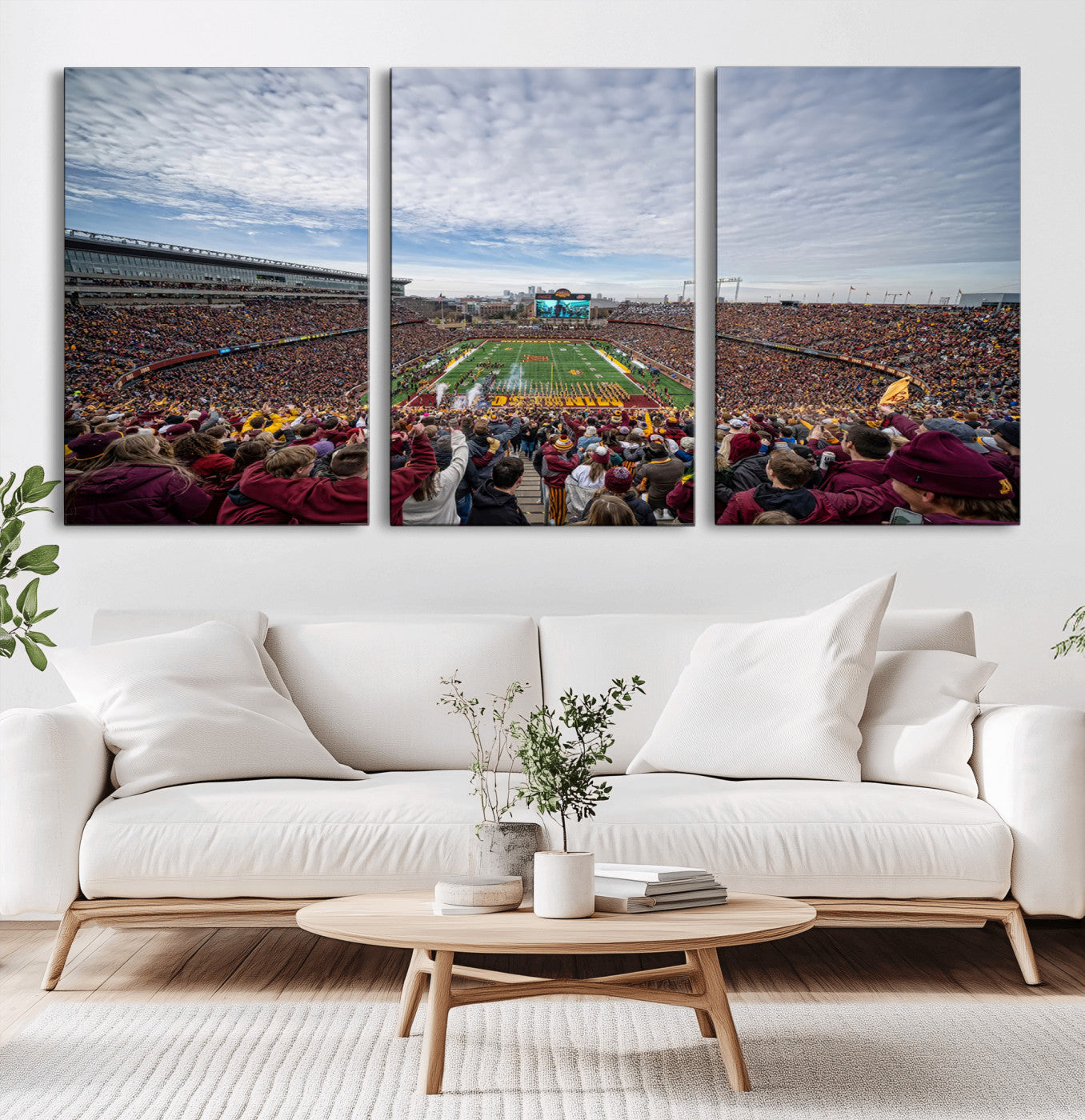 MGV-CV-60X30-3P - University of Minnesota Golden Gophers Football Team Print - Minneapolis Huntington Bank Stadium Art