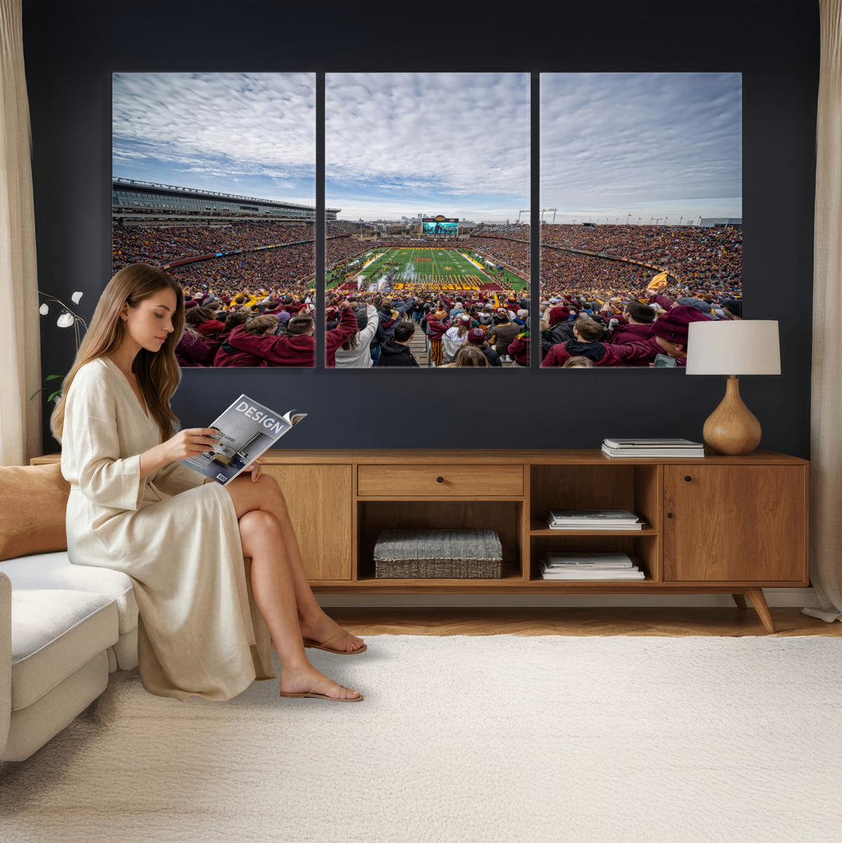 38459-PAN-FL-20X10 - University of Minnesota Golden Gophers Football Team Print - Minneapolis Huntington Bank Stadium Art