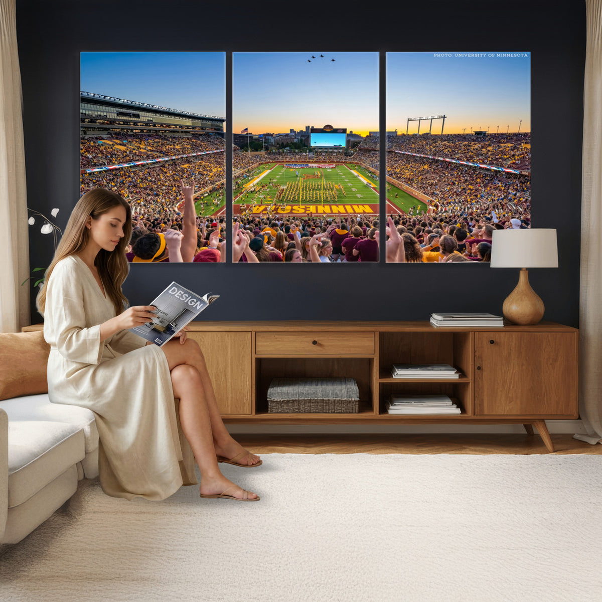 63452-PAN-FL-20X10 - University of Minnesota Golden Gophers Football Team Print - Minneapolis Huntington Bank Stadium