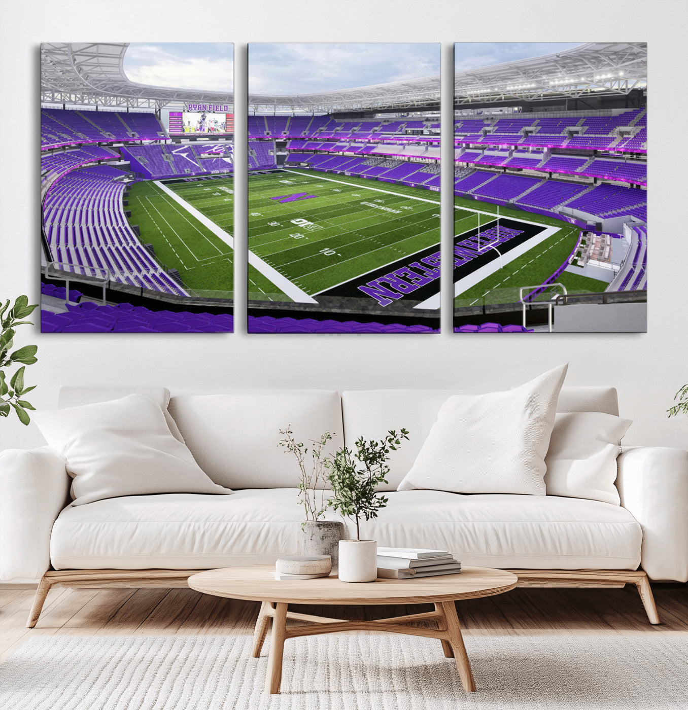 MGV-CV-60X30-3P - Northwestern University Wildcats Football Team Print - Evanston Ryan Field Wall Art Canvas Print