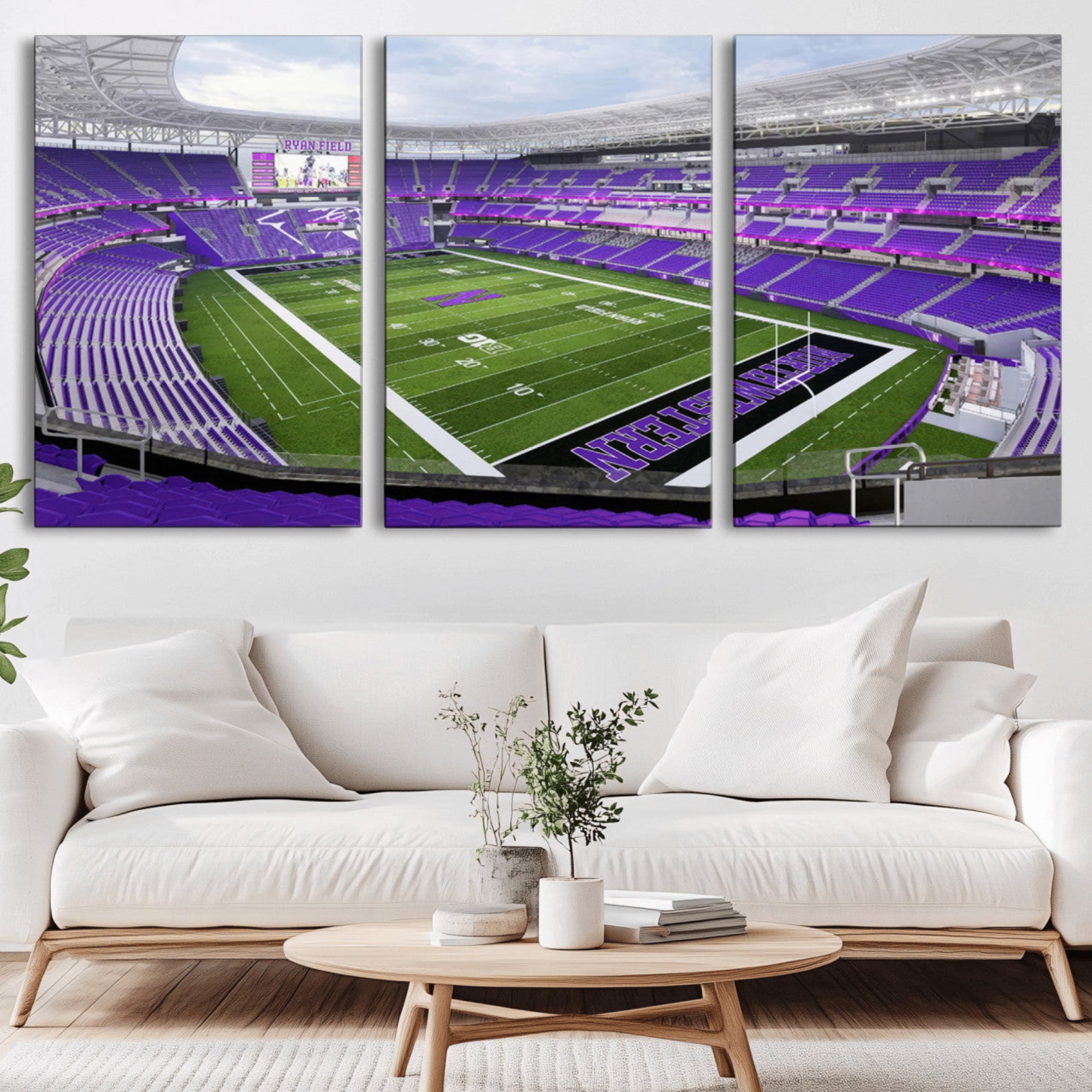49190-MGV-CV-36X24-Northwestern University Wildcats Football Team Print - Evanston Ryan Field Wall Art Canvas Print