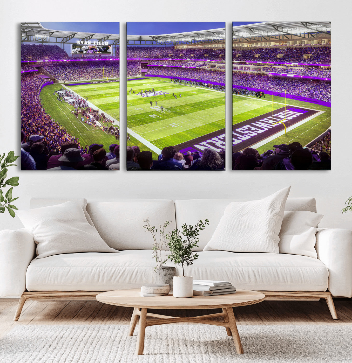 MGV-CV-60X30-3P - Northwestern University Wildcats Football Team Print - Evanston Ryan Field Wall Art Canvas Print