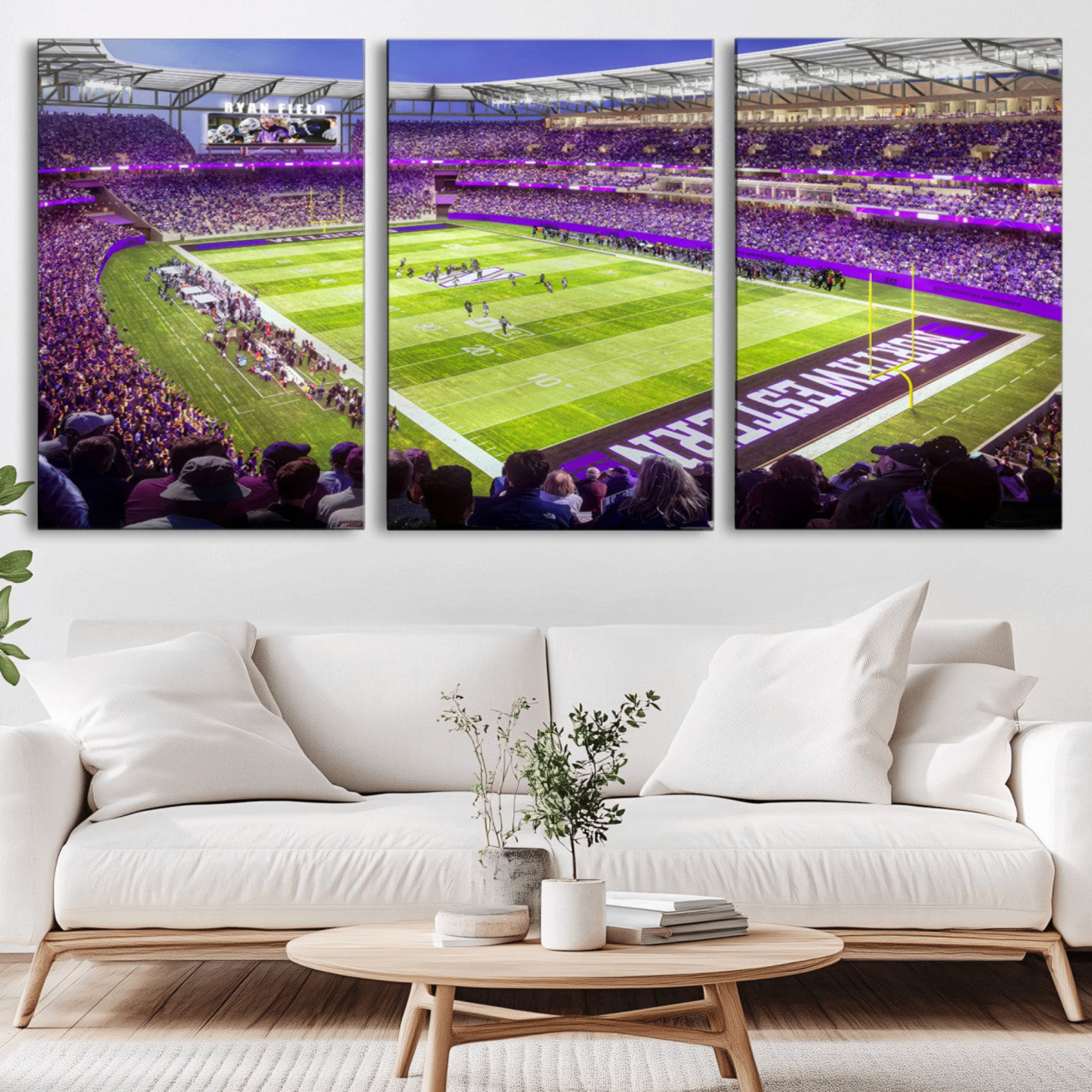 81245-MGV-CV-36X24-Northwestern University Wildcats Football Team Print - Evanston Ryan Field Wall Art Canvas Print