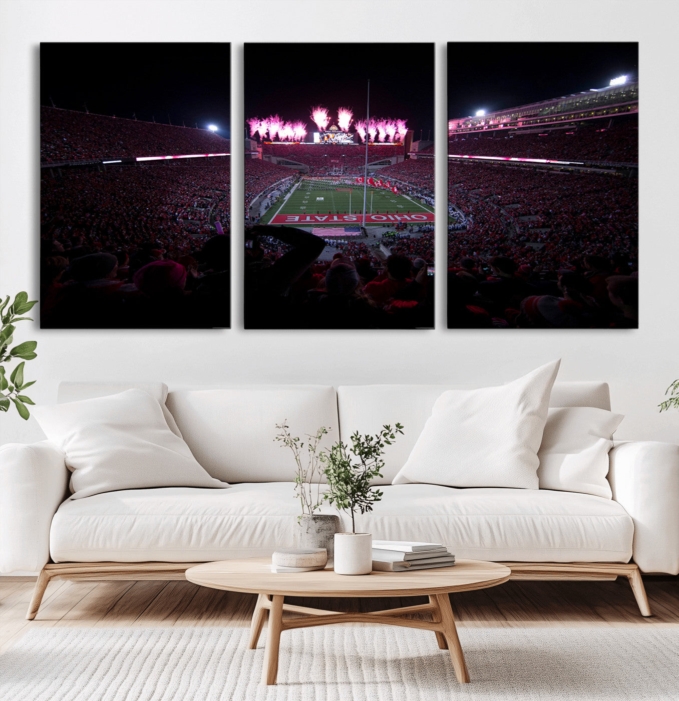 MGV-CV-60X30-3P - Ohio State University Buckeyes Football Team Print - Columbus Ohio Stadium Wall Art Canvas Print