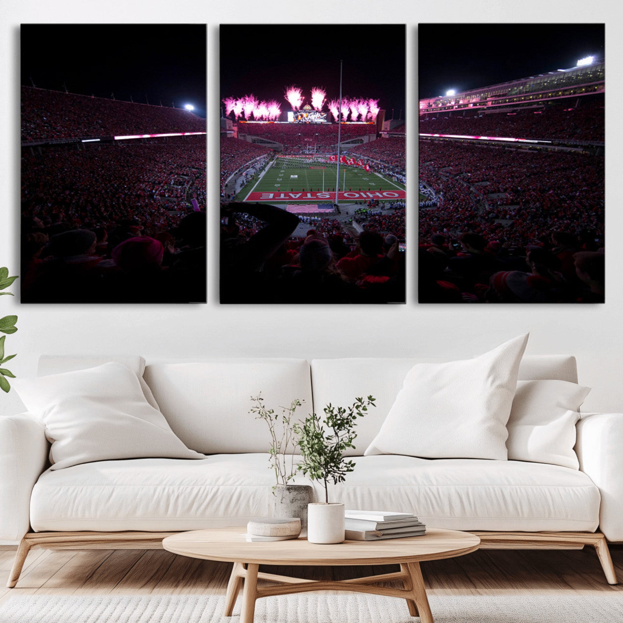 20483-MGV-CV-36X24-Ohio State University Buckeyes Football Team Print - Columbus Ohio Stadium Wall Art Canvas Print