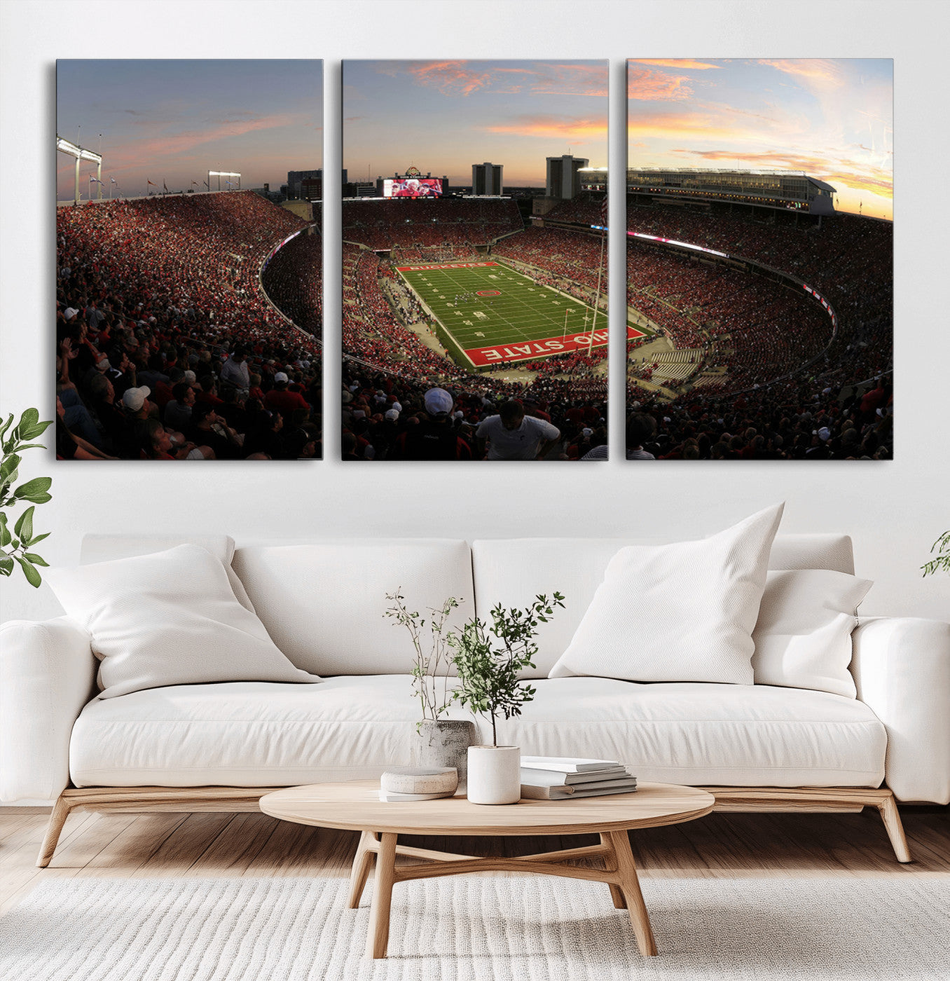 MGV-CV-60X30-3P - Ohio State University Buckeyes Football Team Print - Columbus Ohio Stadium Wall Art Canvas Print