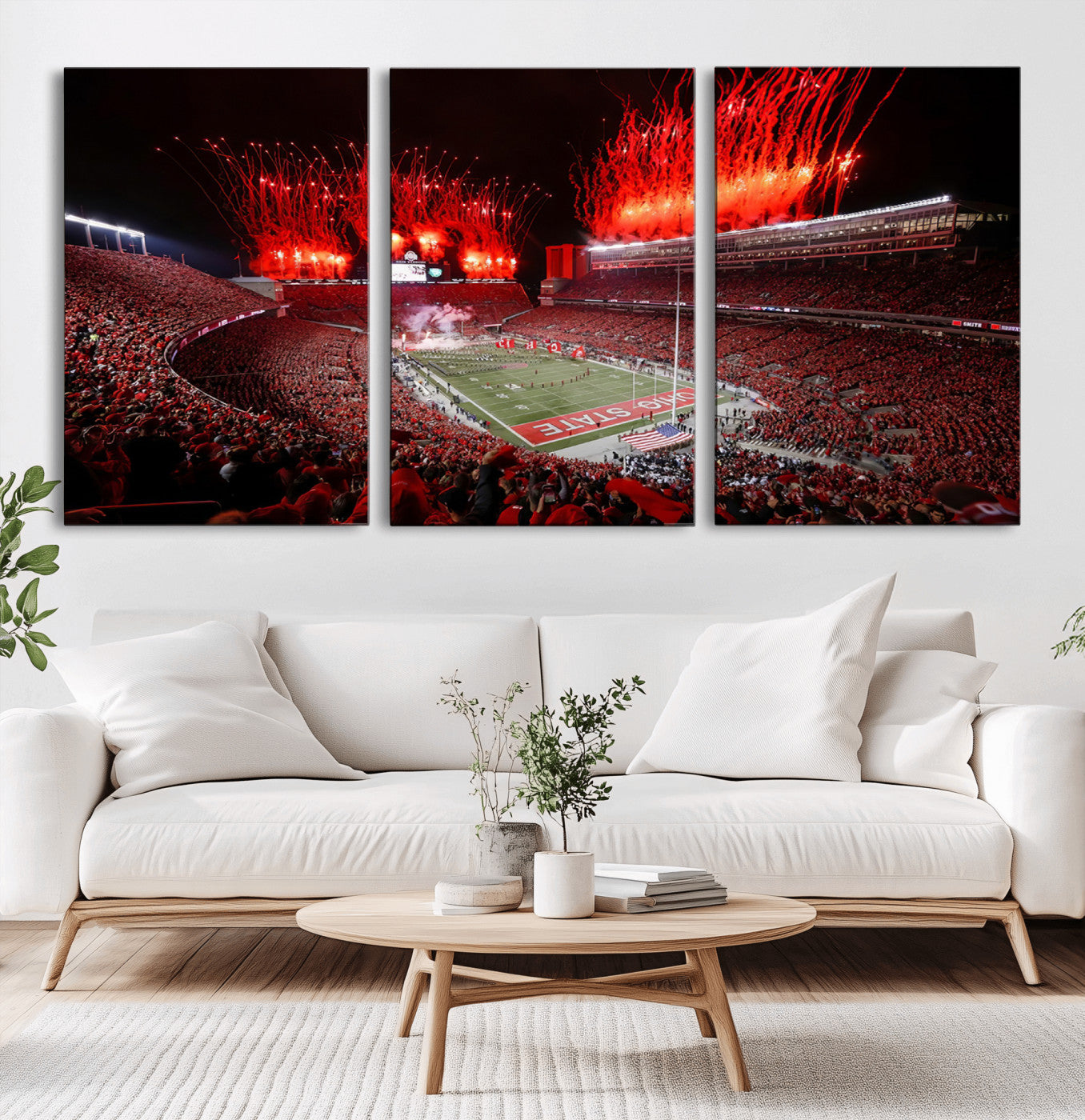 MGV-CV-60X30-3P - Ohio State University Buckeyes Football Team Print - Columbus Ohio Stadium Wall Art Canvas Print