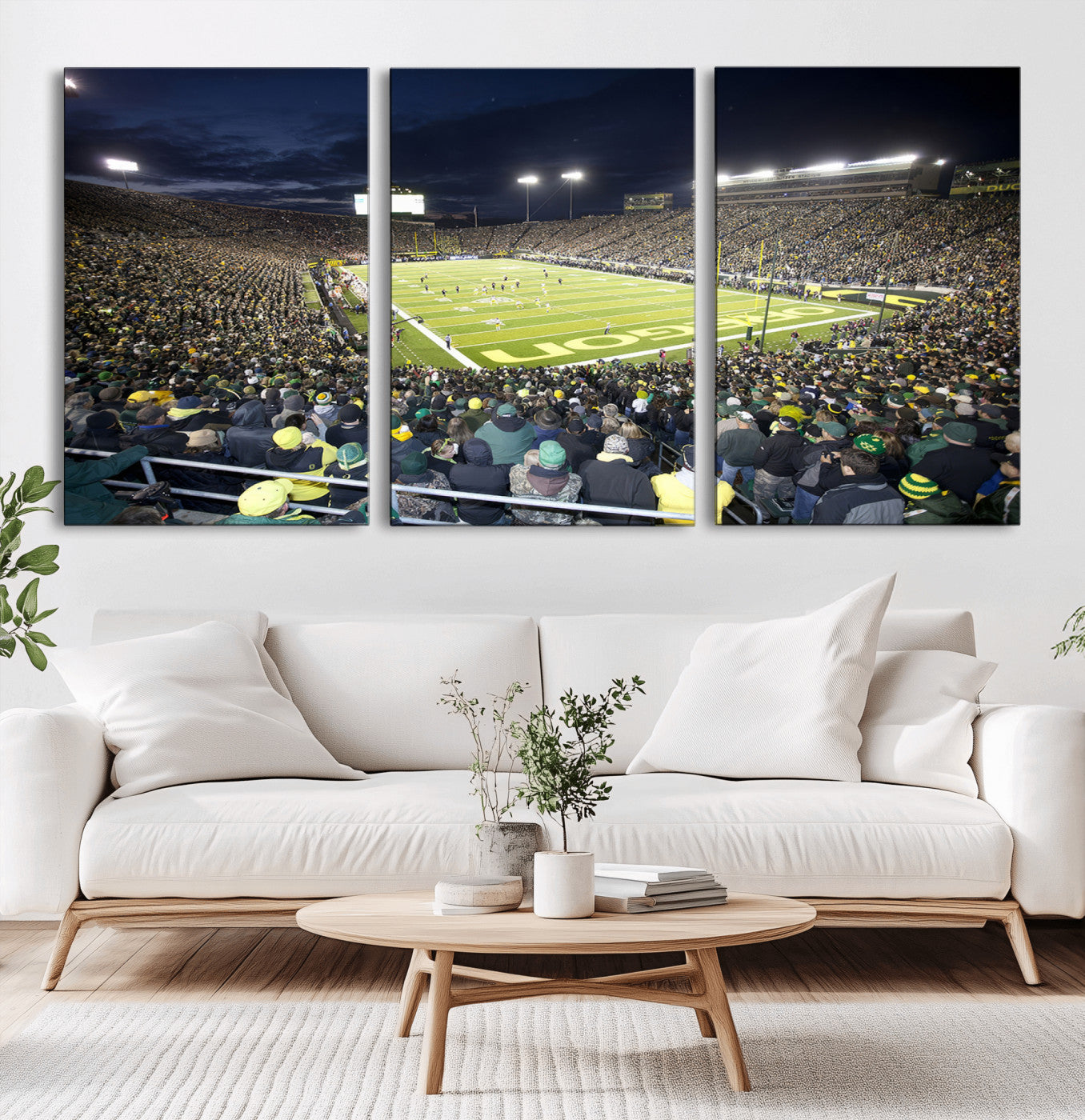 MGV-CV-60X30-3P - University of Oregon Ducks Football Team Print - Eugene Autzen Stadium Wall Art Canvas Print