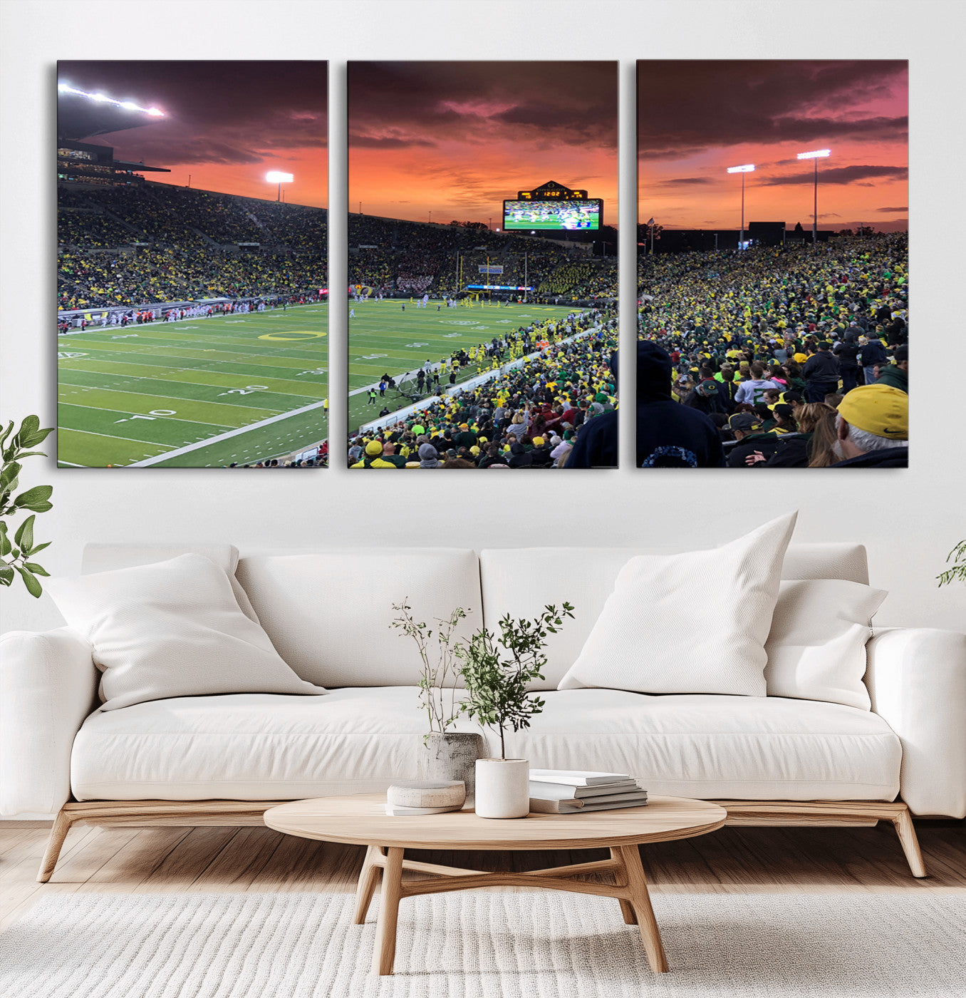 MGV-CV-60X30-3P - Eugene Autzen Stadium Canvas Wall Art Print – Sunset Over Iconic Football Field Wall Decor for Home