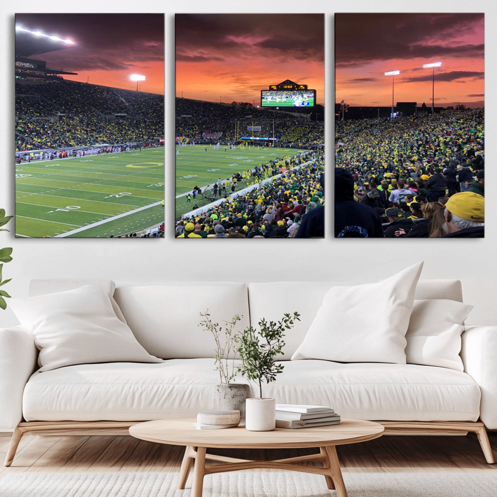 75065-MGV-CV-36X24-Eugene Autzen Stadium Canvas Wall Art Print – Sunset Over Iconic Football Field Wall Decor for Home