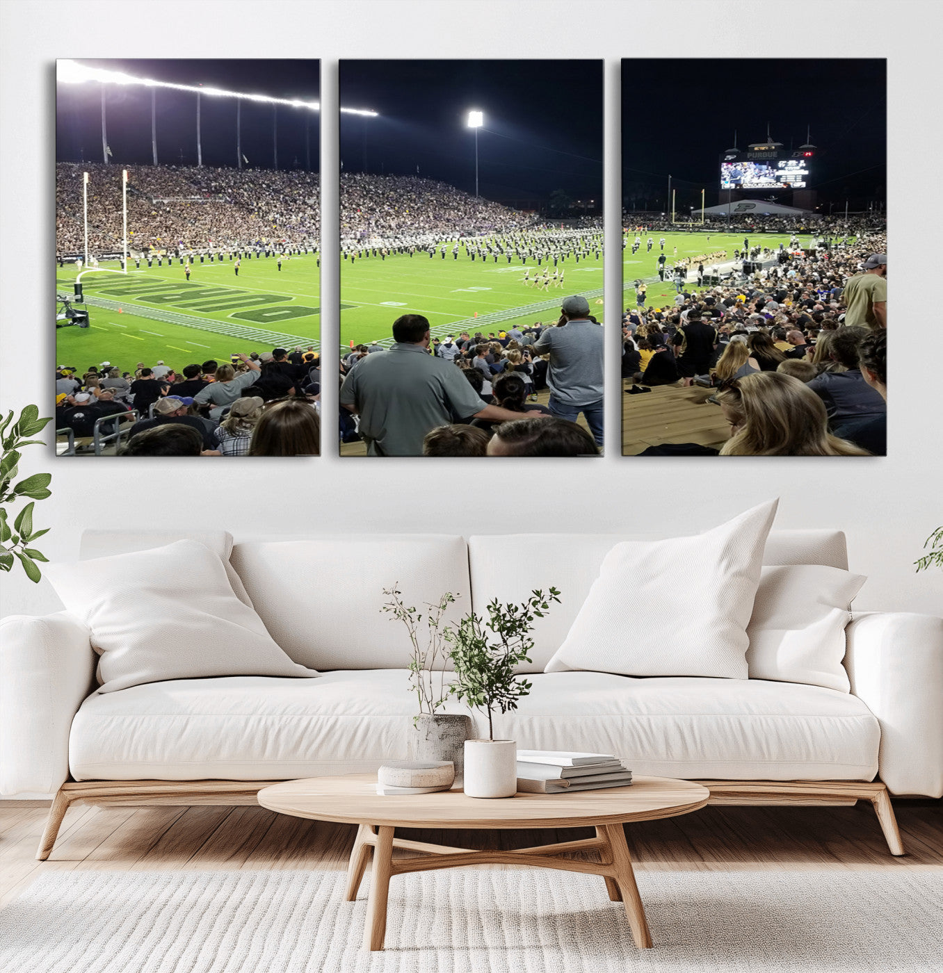 MGV-CV-60X30-3P - Purdue University Boilermakers Football Team Print - West Lafayette Ross-Ade Stadium Wall Art Canvas