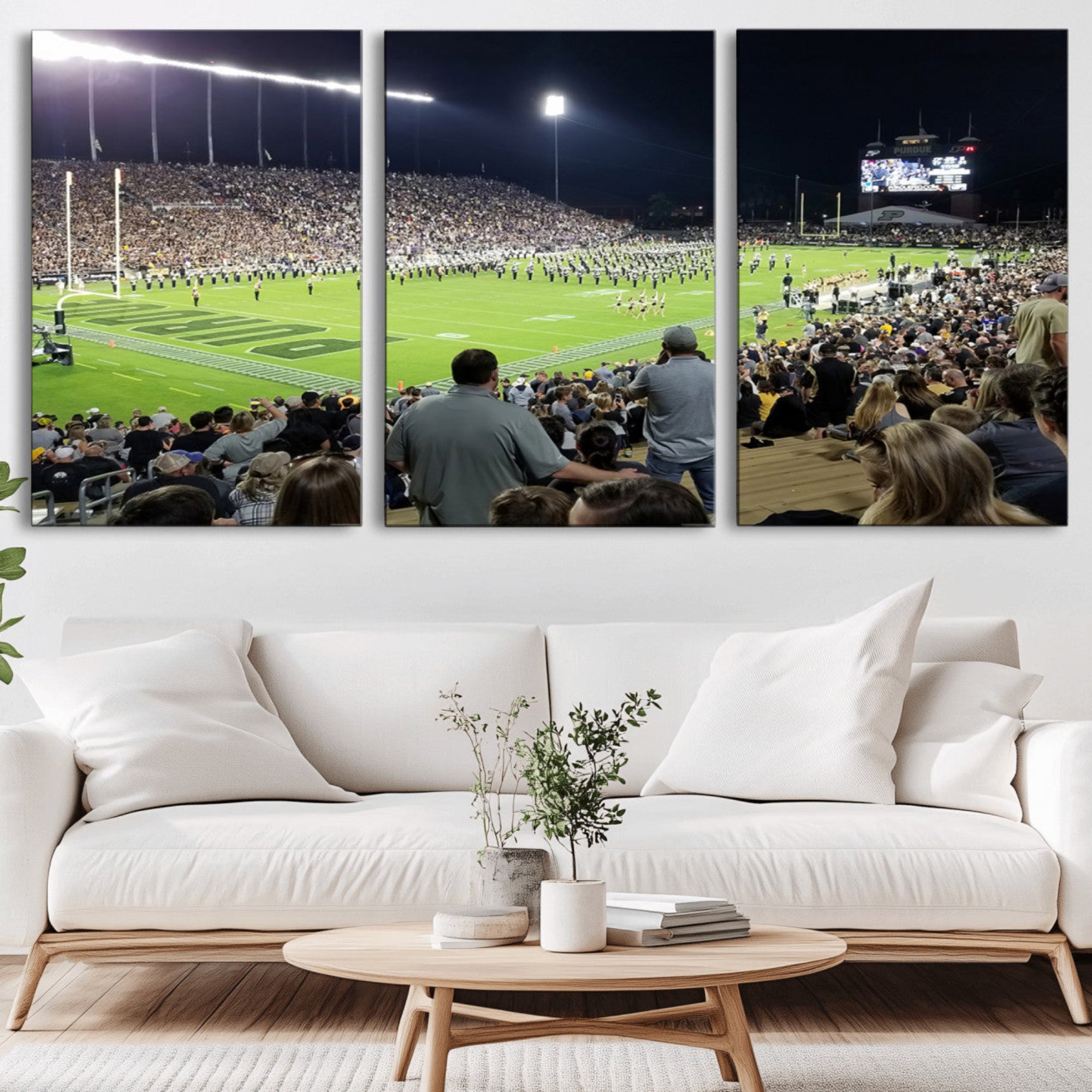 56796-MGV-CV-36X24-Purdue University Boilermakers Football Team Print - West Lafayette Ross-Ade Stadium Wall Art Canvas