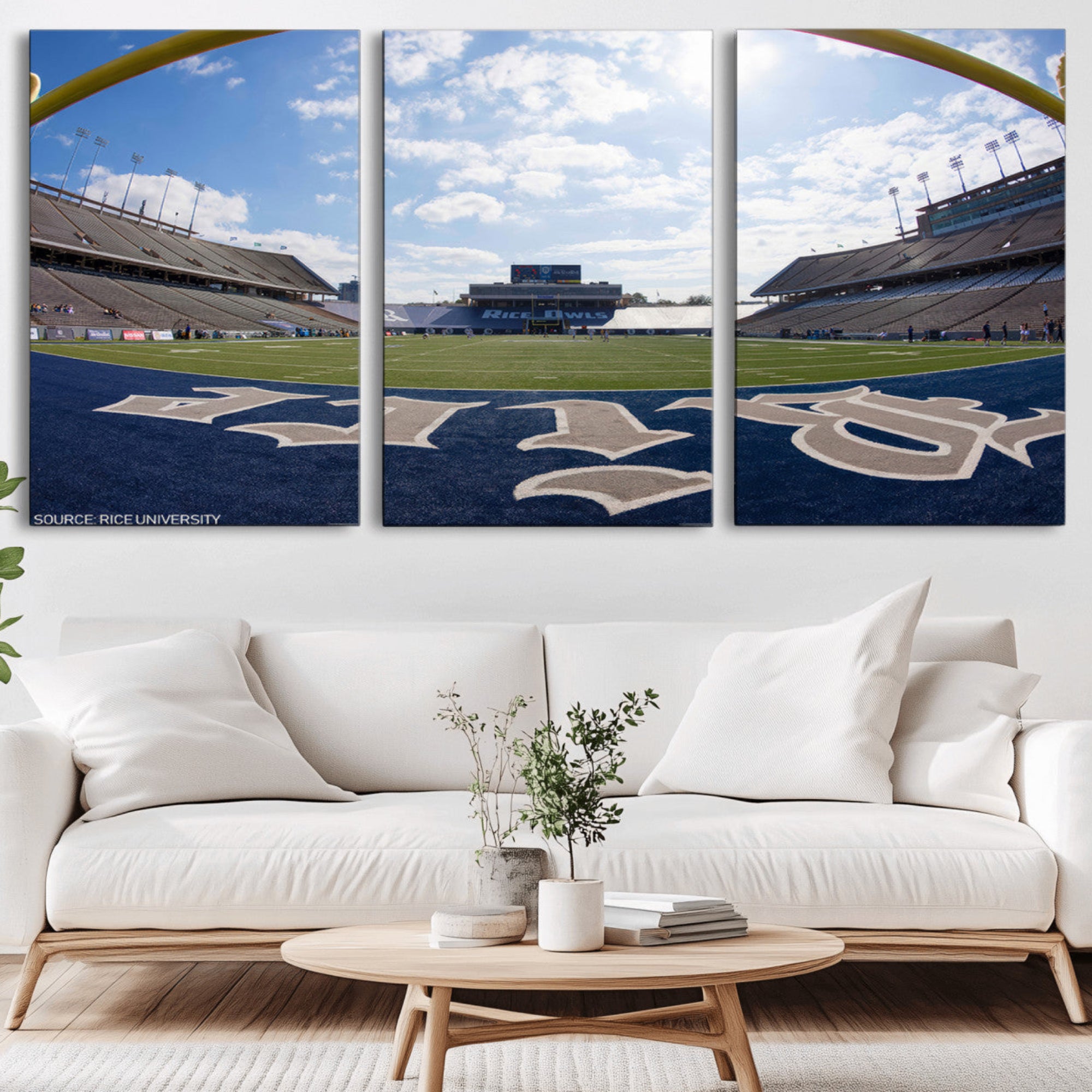 50267-MGV-CV-36X24-Rice University Owls Football Team Print - Houston Rice Stadium Wall Art Canvas Print