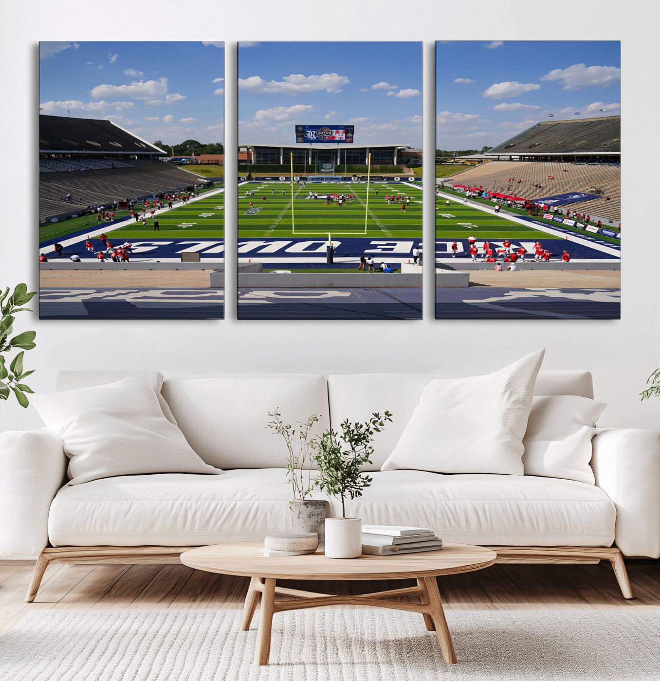 MGV-CV-60X30-3P - Rice University Owls Football Team Print - Houston Rice Stadium Wall Art Canvas Print