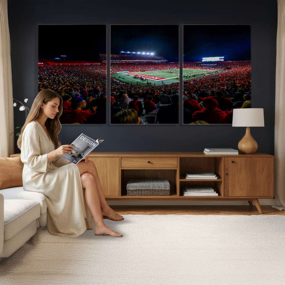 18115-PAN-FL-20X10 - Rutgers Scarlet Knights Football Team Print - SHI Stadium, Piscataway Wall Art Canvas Print