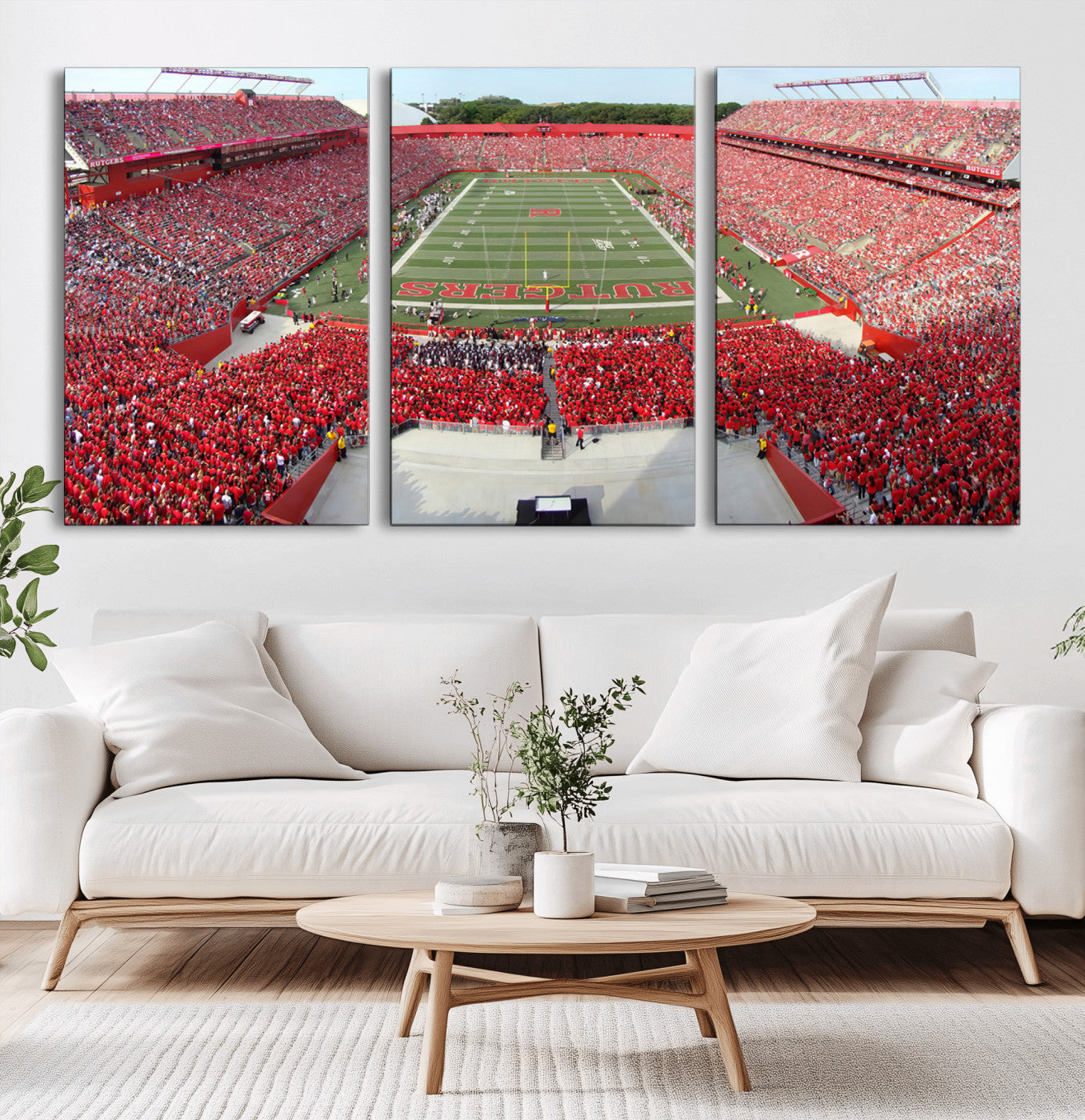 MGV-CV-60X30-3P - Rutgers Scarlet Knights Football Team Print - Piscataway SHI Stadium Wall Art Canvas Print