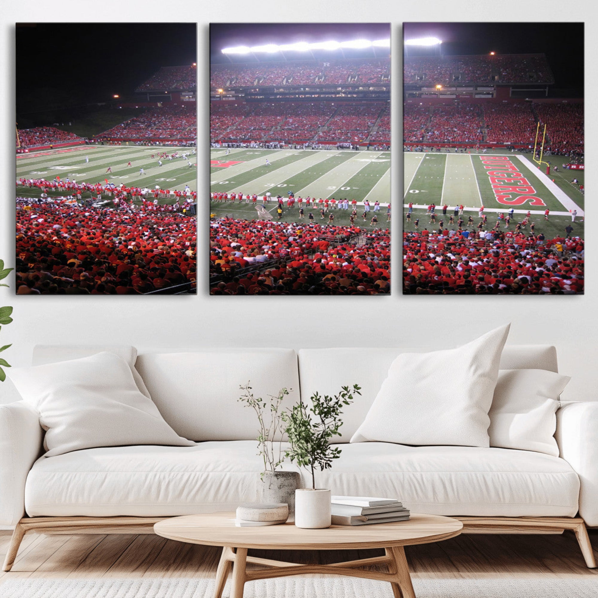 53225-MGV-CV-36X24-Rutgers University Scarlet Knights Football Team Print - Piscataway SHI Stadium Wall Art Canvas