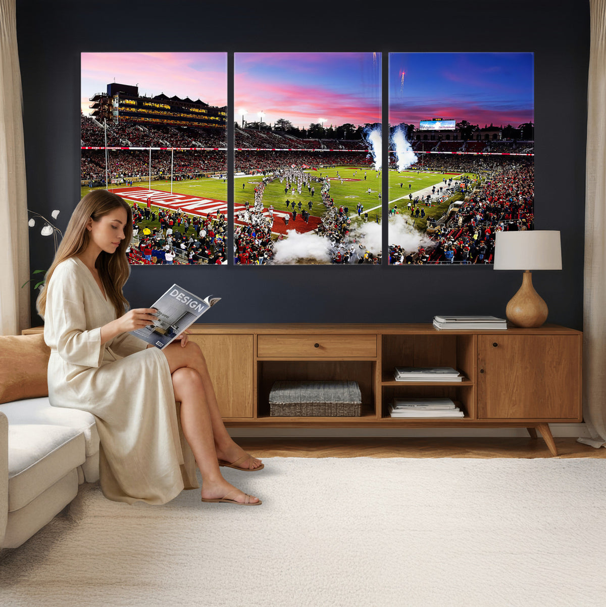25557-PAN-FL-20X10 - Stanford University Cardinal Football Team Print - Stanford Stadium Wall Art Canvas Print